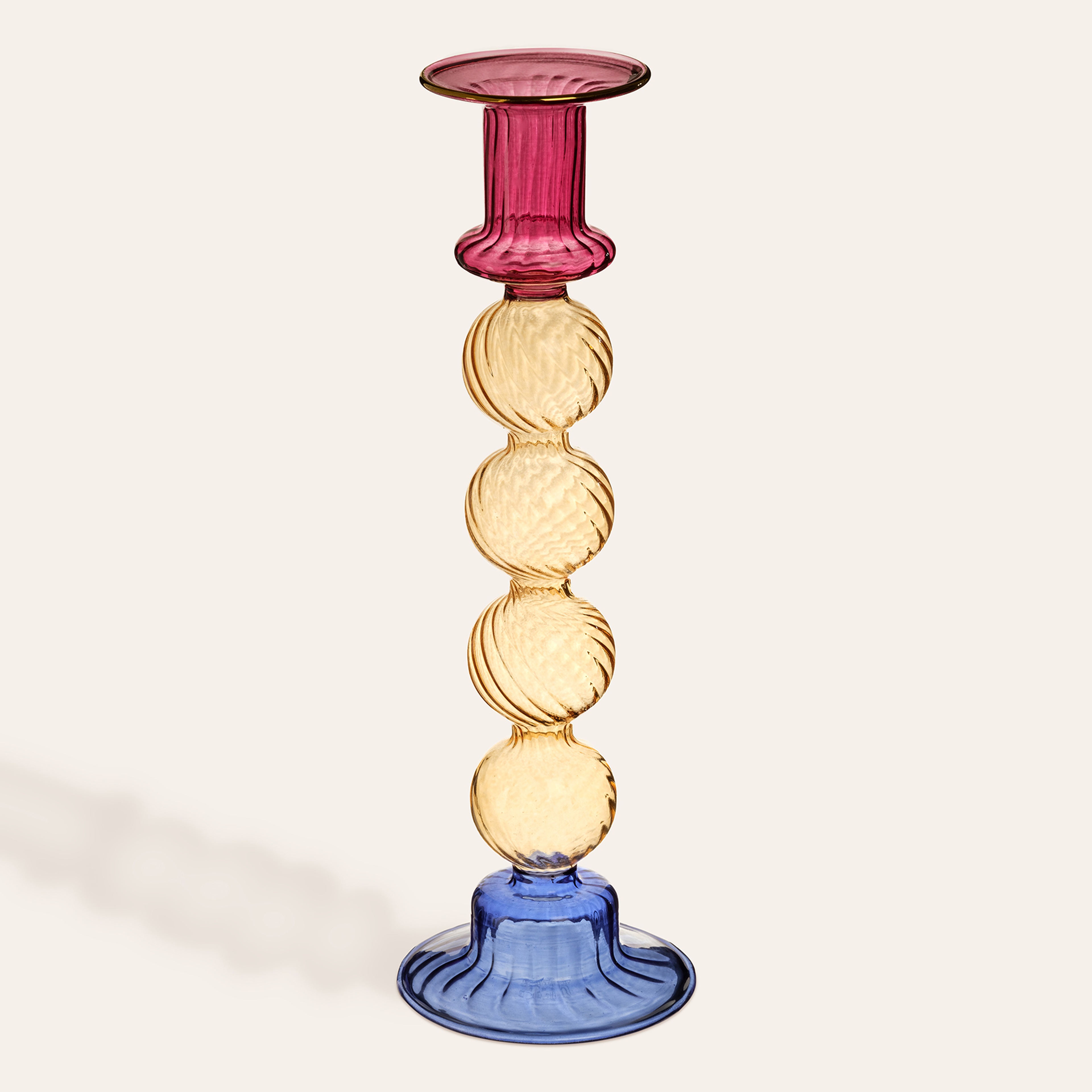 Nanjıng Borosilikat Cam Şamdan 8x8x25 Cm Renkli