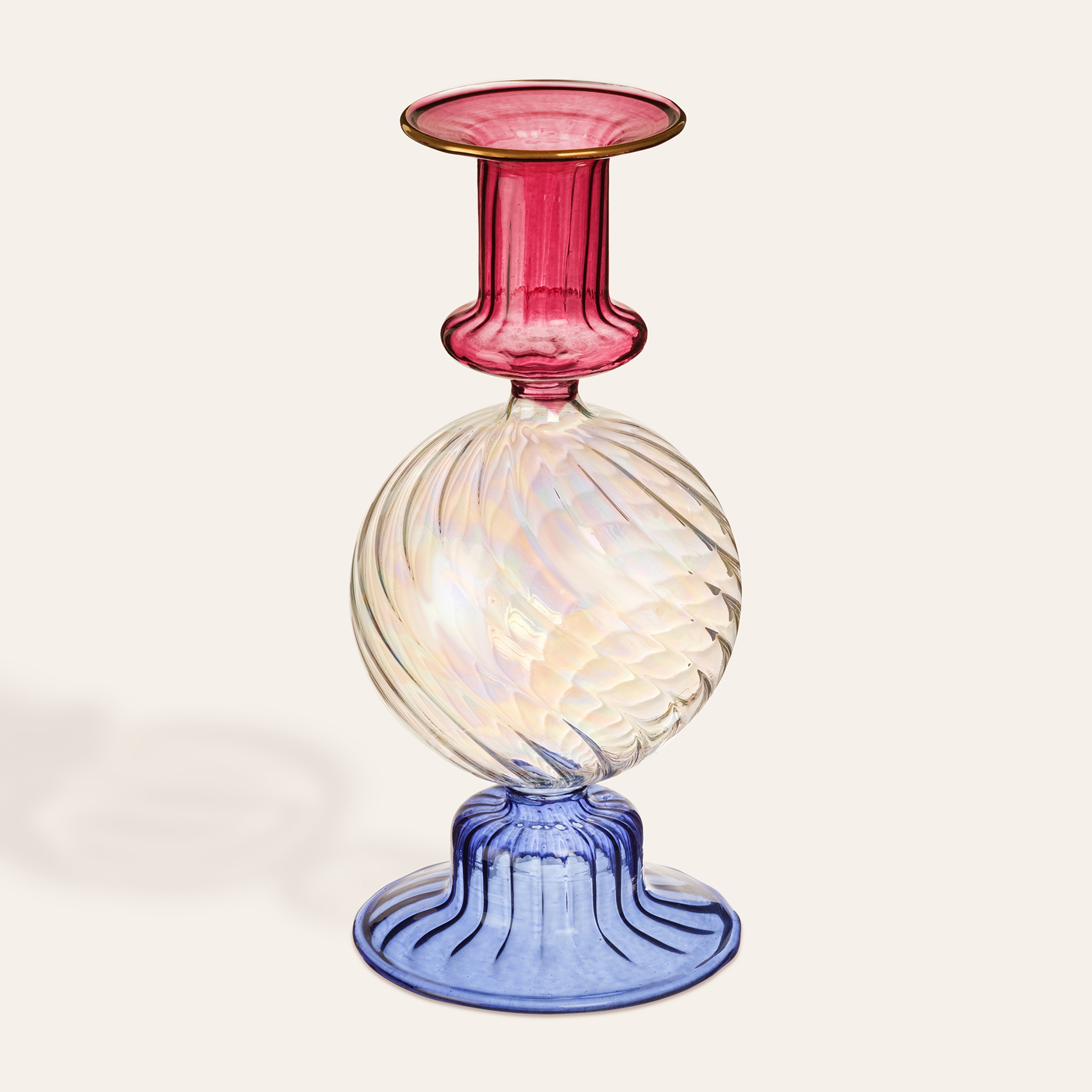 Nanjıng Borosilikat Cam Şamdan 8x8x18 Cm Renkli