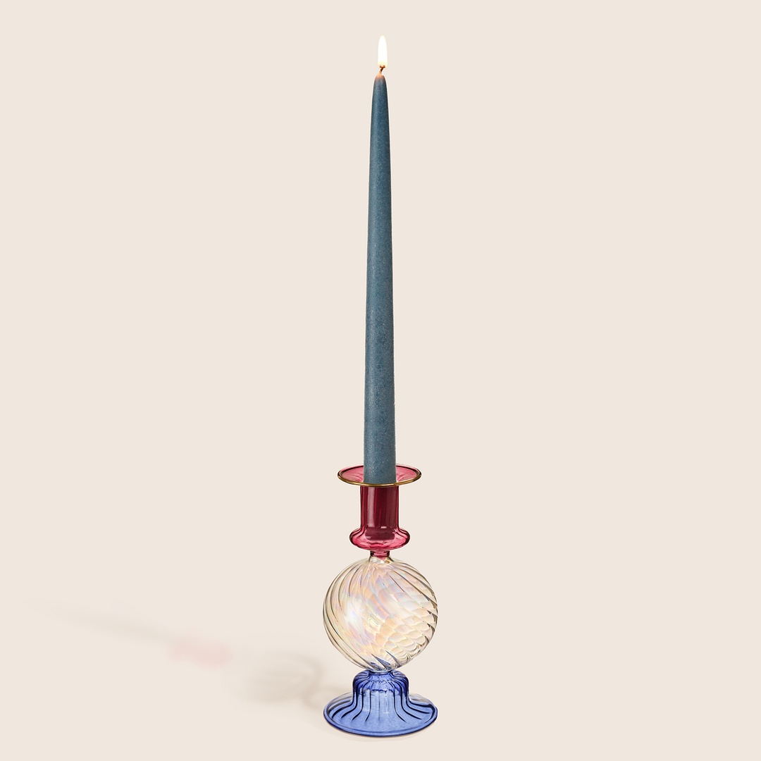 Nanjıng Borosilikat Cam Şamdan 8x8x18 Cm Renkli