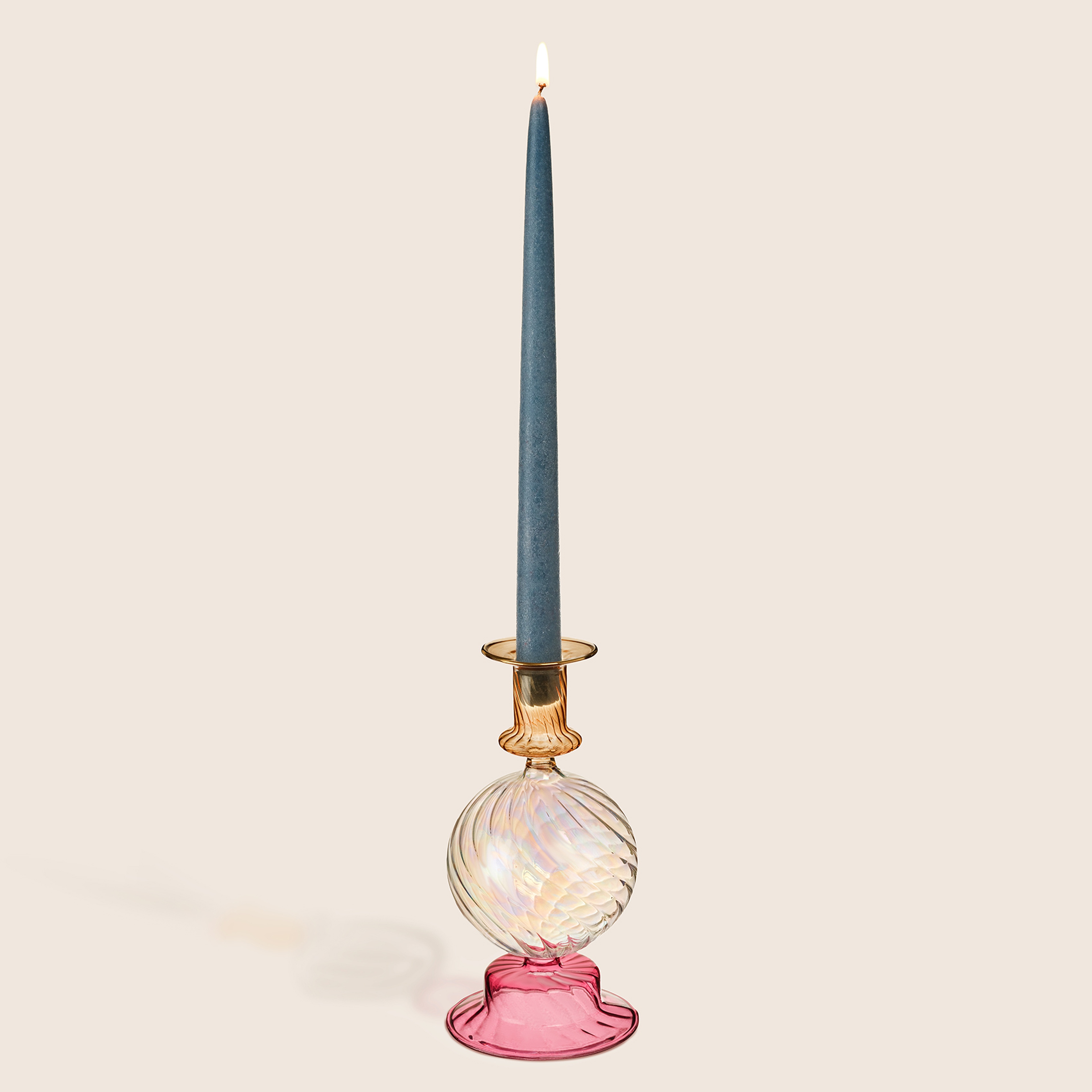 Nanjıng Borosilikat Cam Şamdan 10x10x20 Cm Renkli