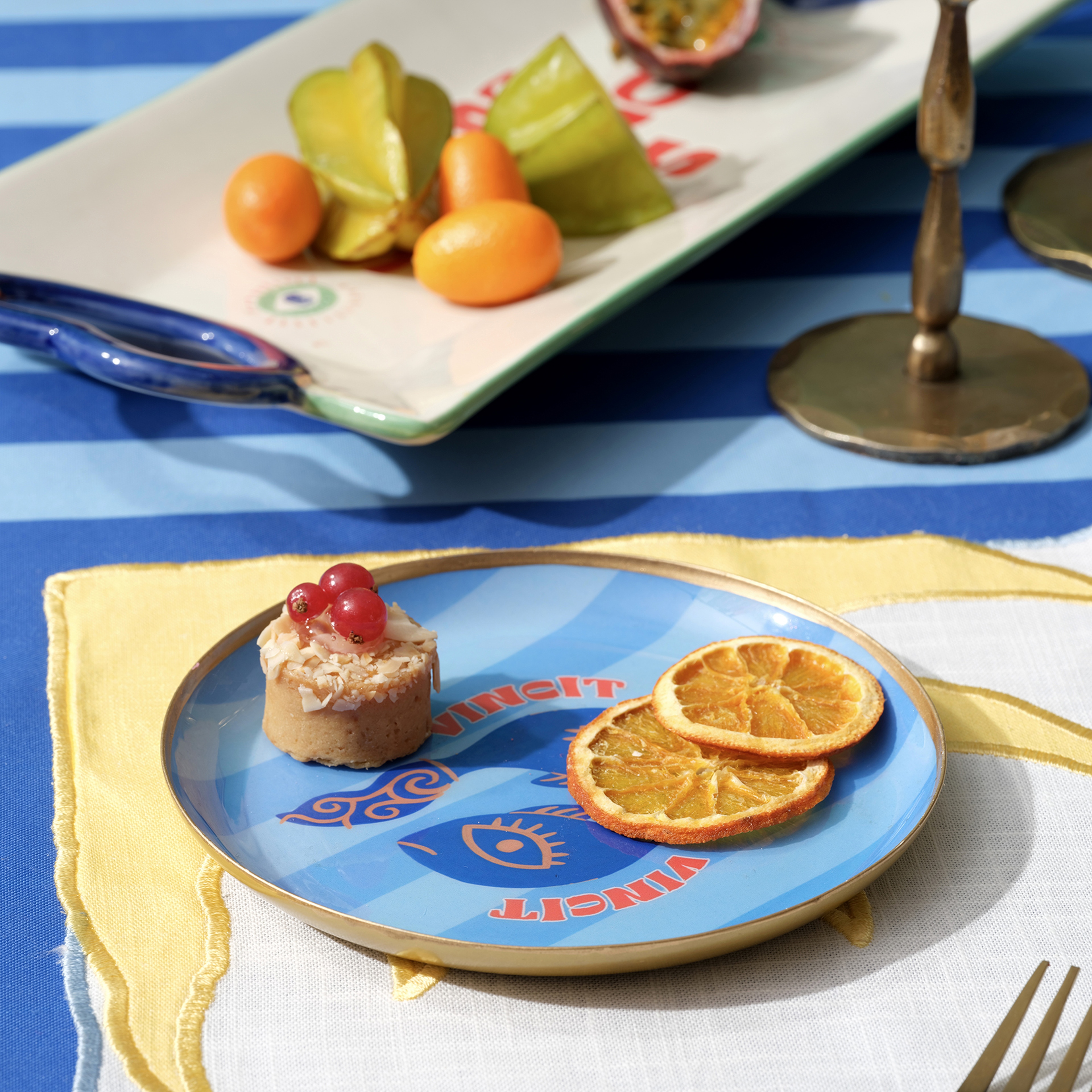 Agra Metal Dekoratif Tepsi 15x15 Cm Mavi