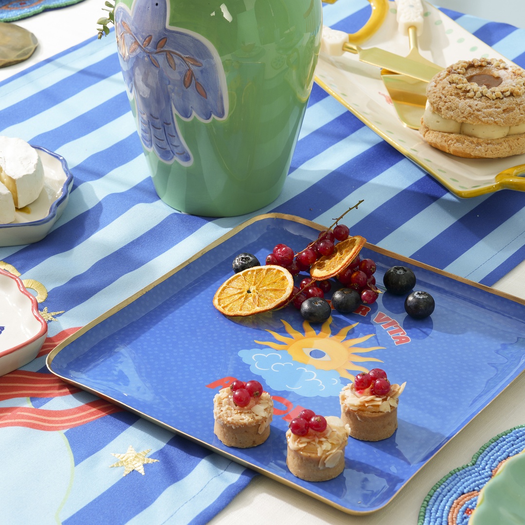 Agra Metal Dekoratif Tepsi 25x25 Cm Mavi