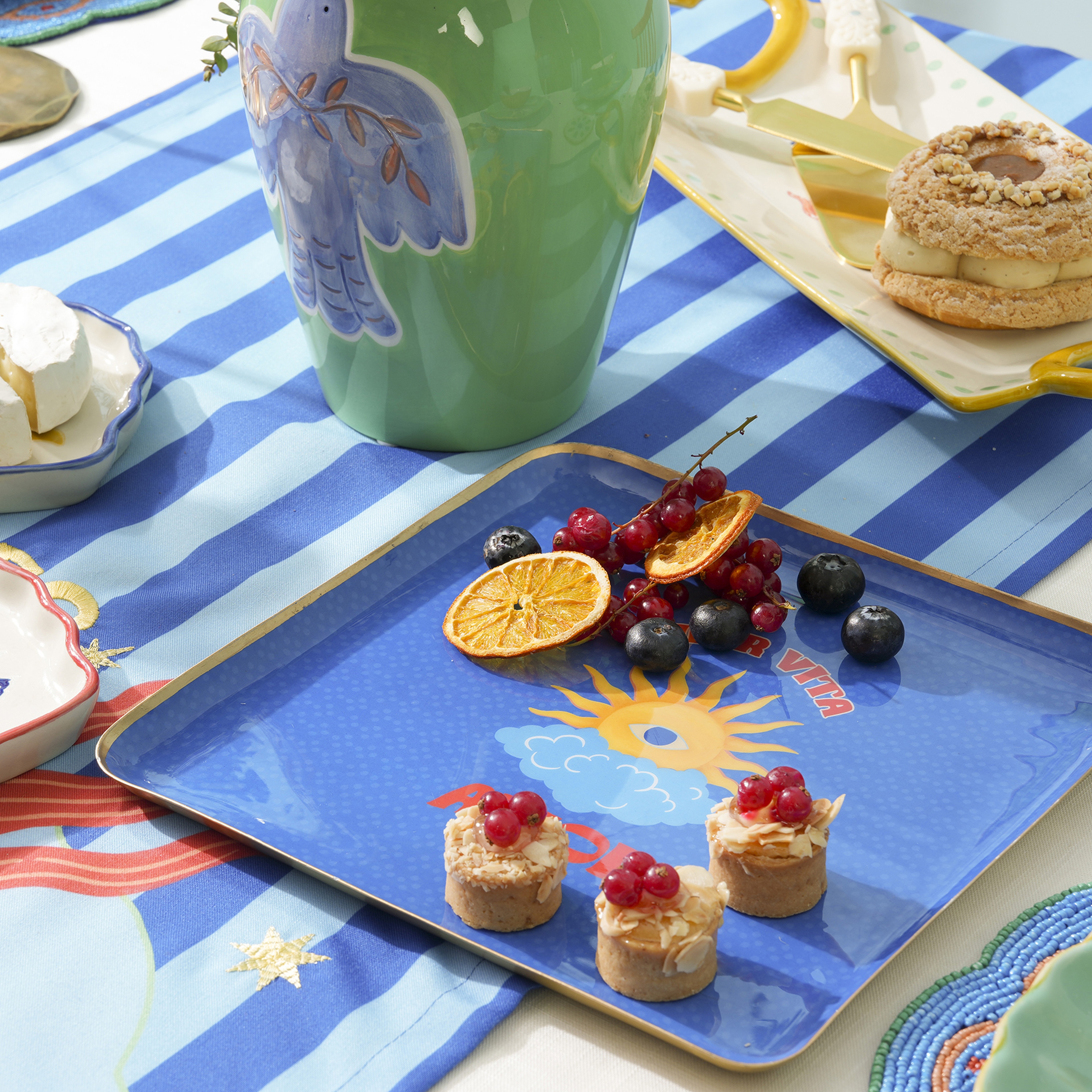 Agra Metal Dekoratif Tepsi 25x25 Cm Mavi