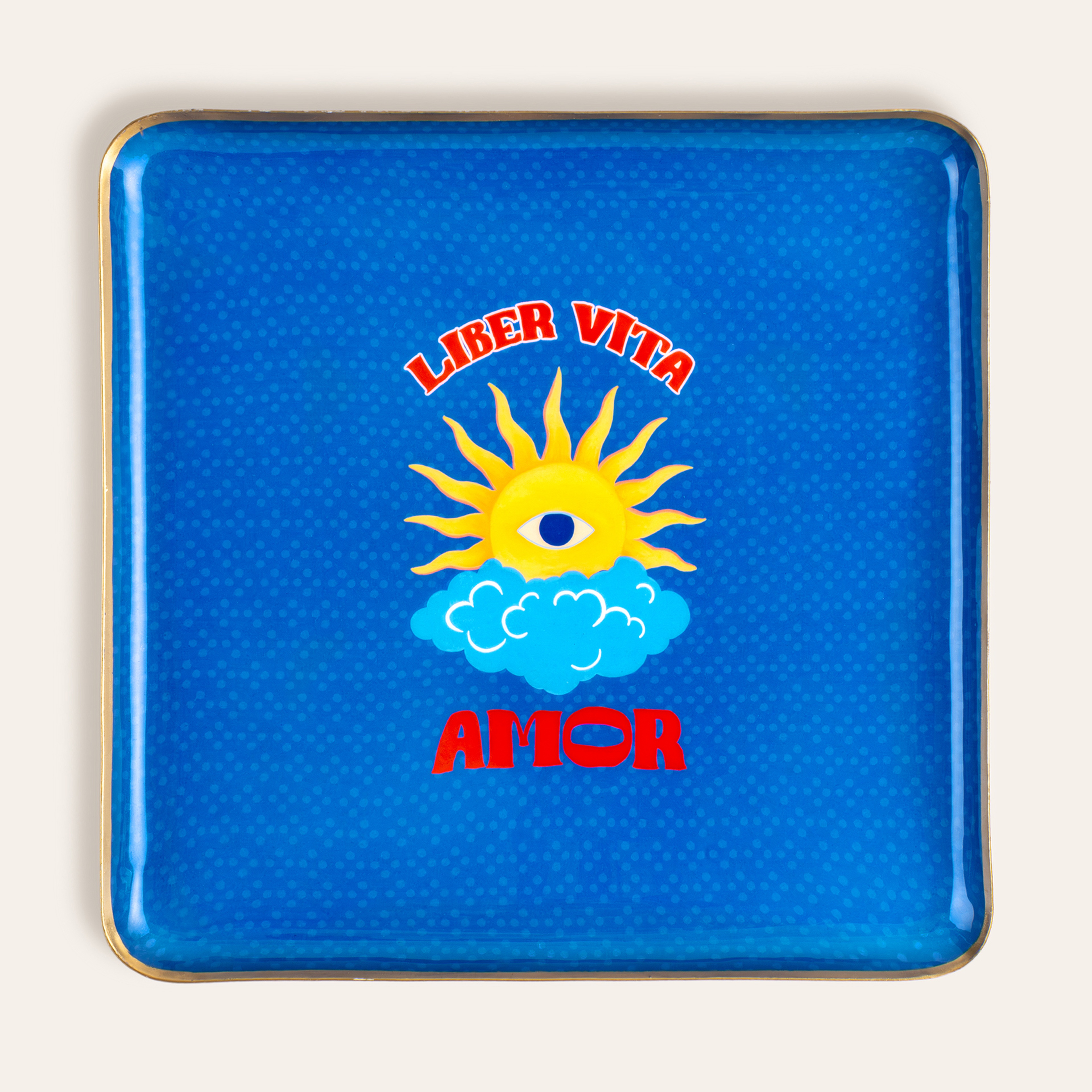 Agra Metal Dekoratif Tepsi 25x25 Cm Mavi