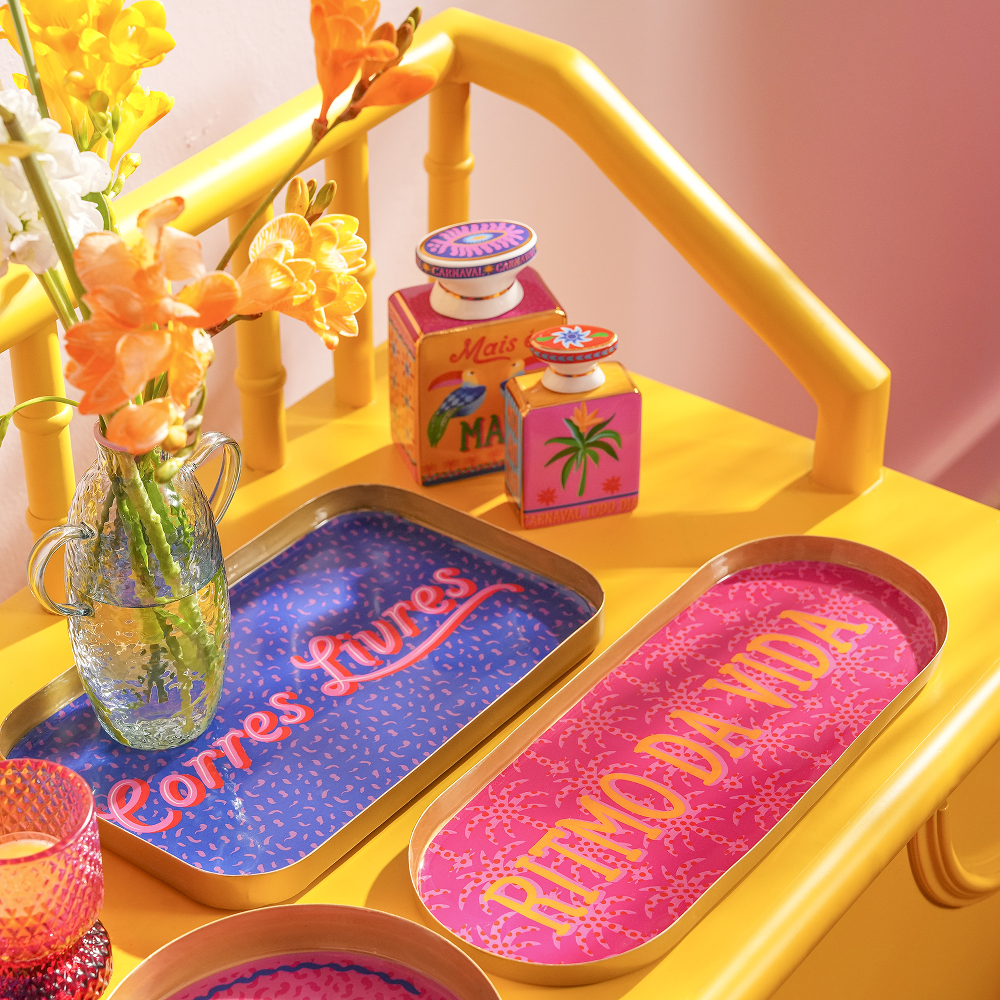 Agra Metal Dekoratif Tepsi 32x12x2 Cm Kırmızı