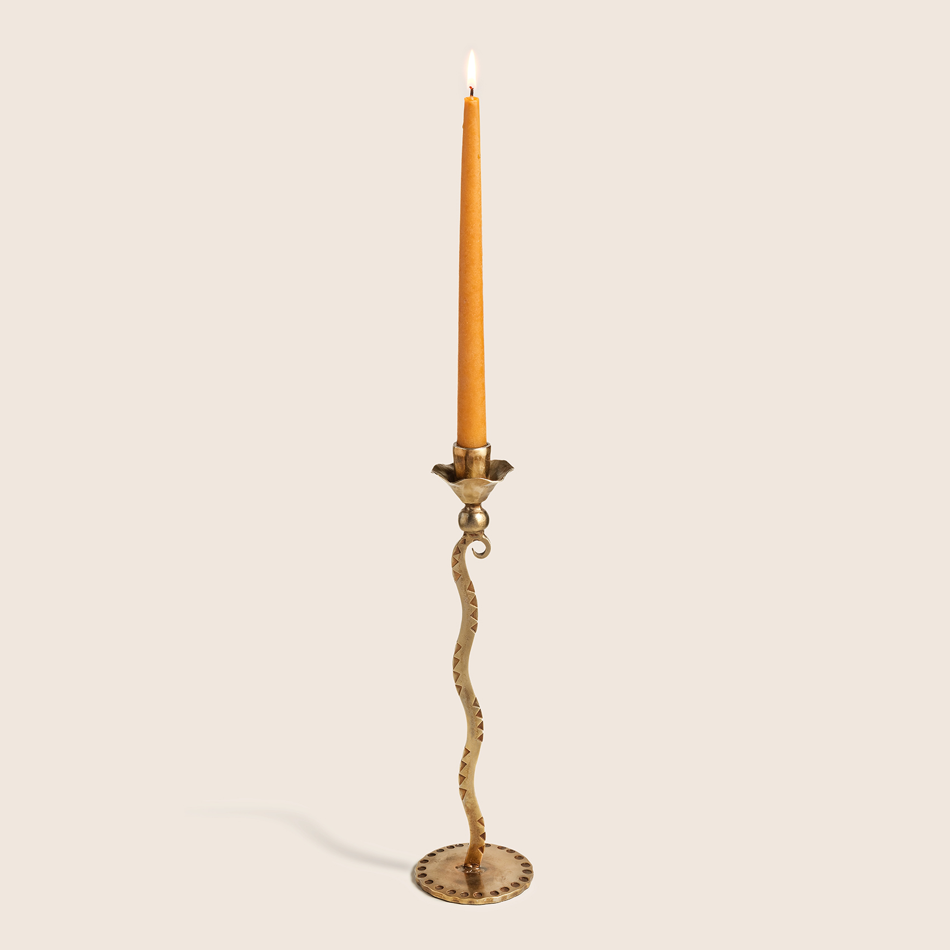 Agra Antik Pirinç Demir Şamdan 9x36 Cm