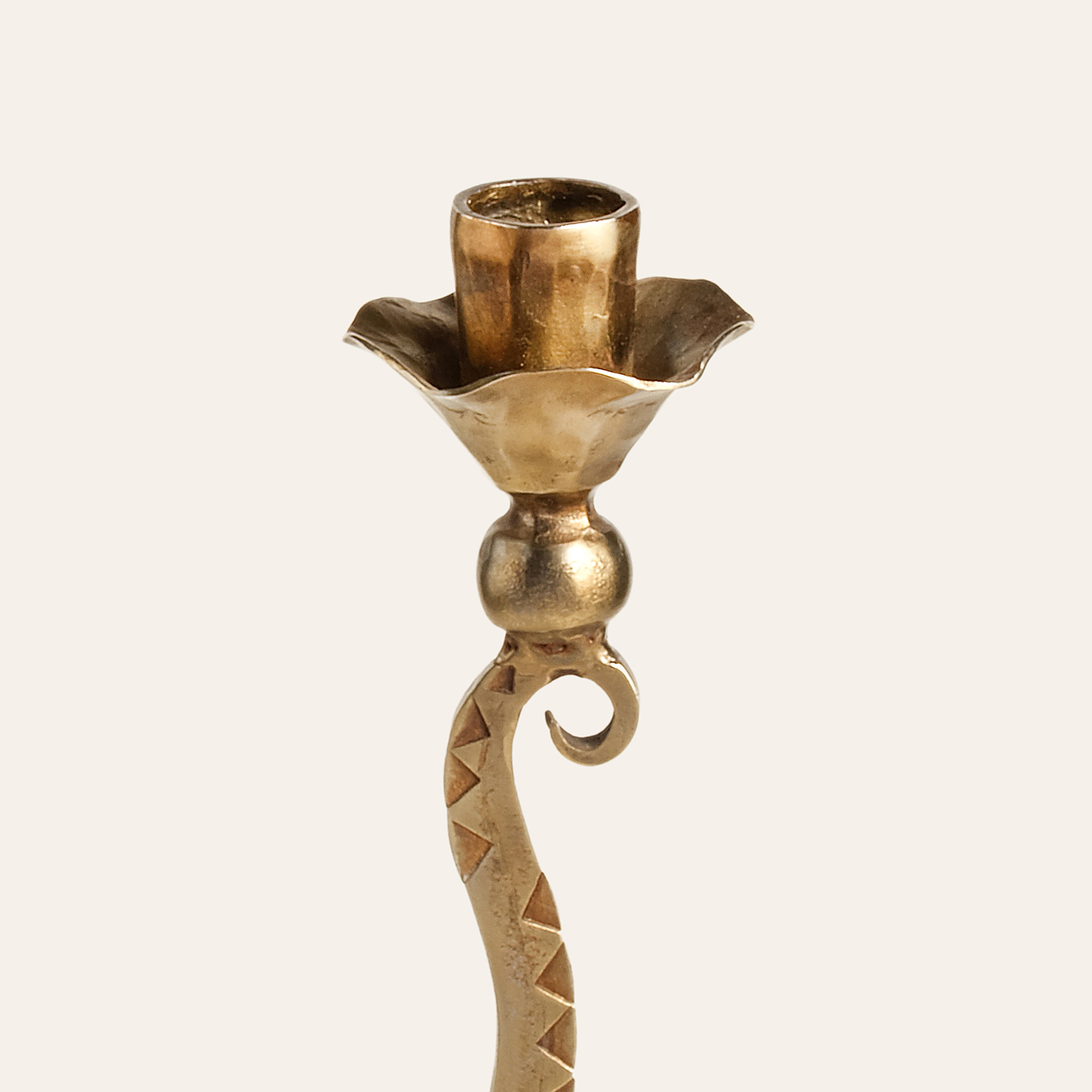 Agra Antik Pirinç Demir Şamdan 9x36 Cm