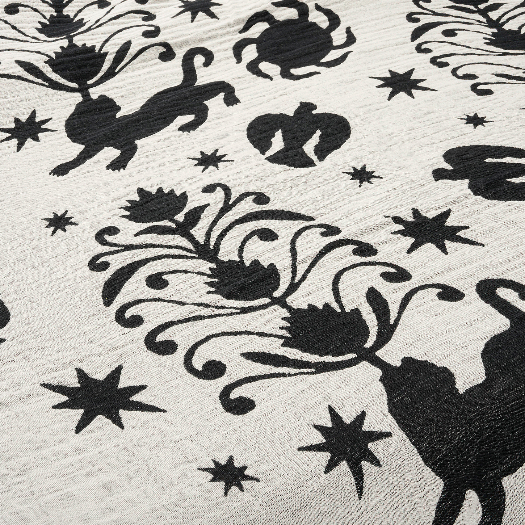 Costa Saçaklı Jakarlı Pamuk Yatak Örtüsü 260x240 Cm Natürel- Siyah