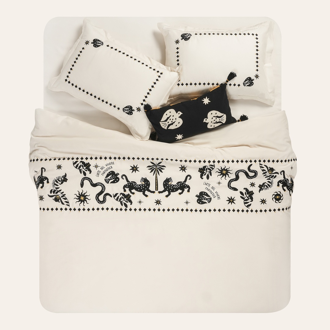 Kadmos Ekru Çift Kişilik Tencel Nevresim Takımı