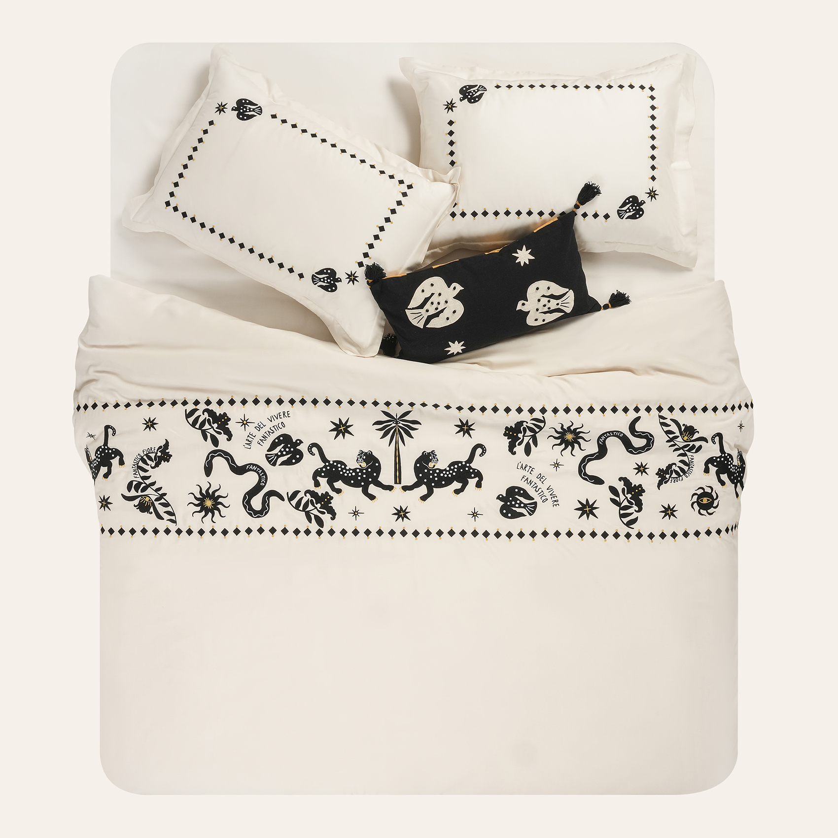 Kadmos Ekru Kıng Sıze Tencel Nevresim Takımı