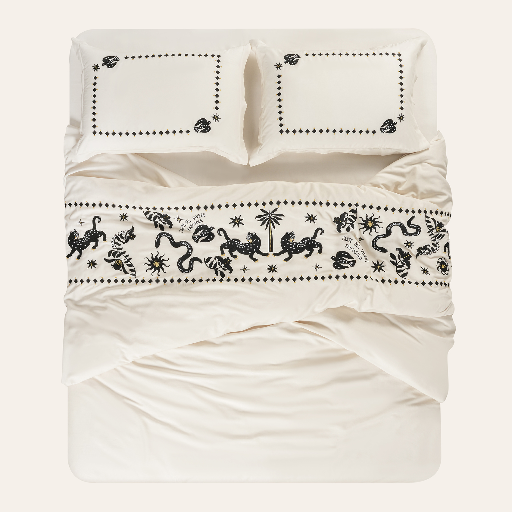 Kadmos Ekru Kıng Sıze Tencel Nevresim Takımı