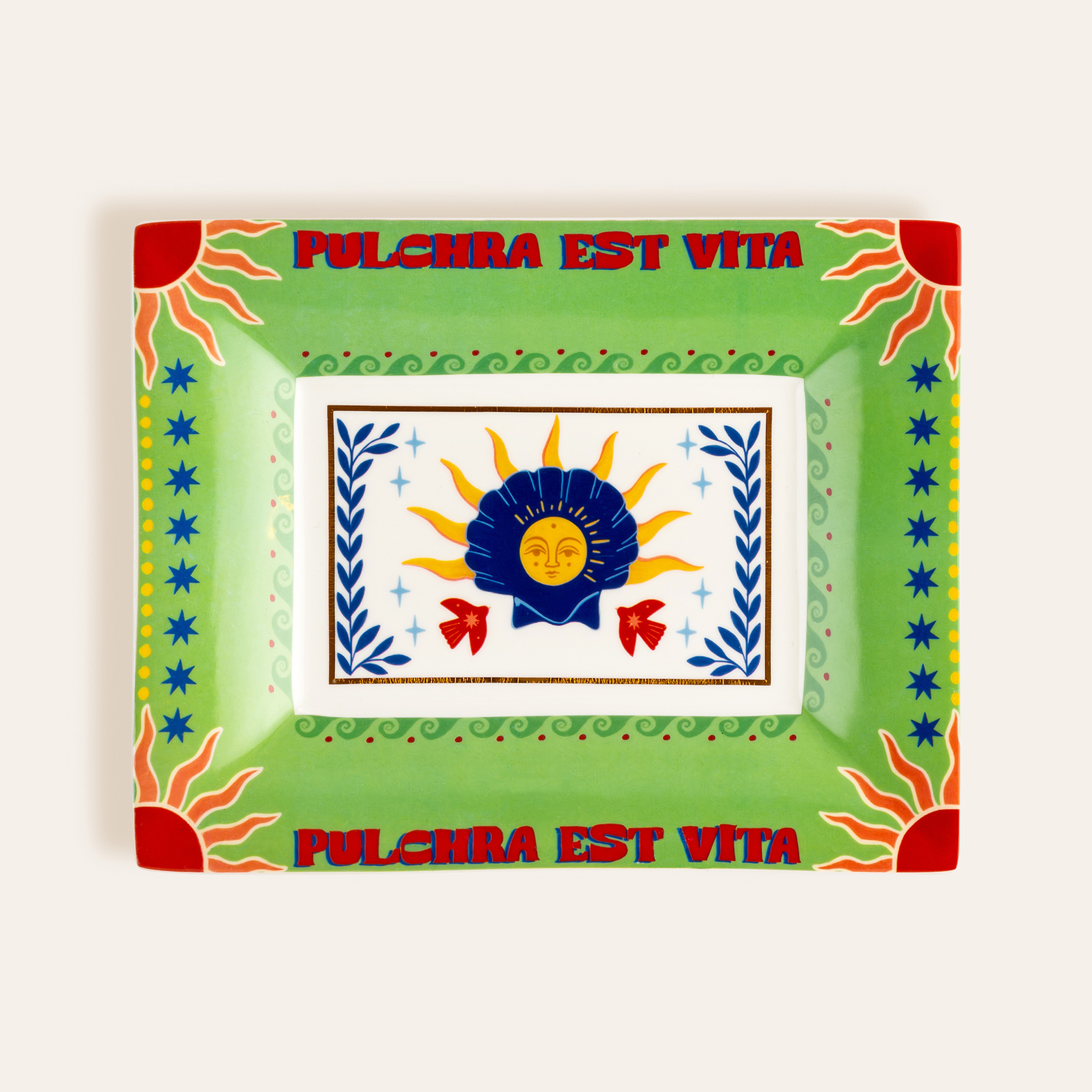 Shekou Renkli Porselen Dekoratif Tepsi 20x16x2.5 Cm