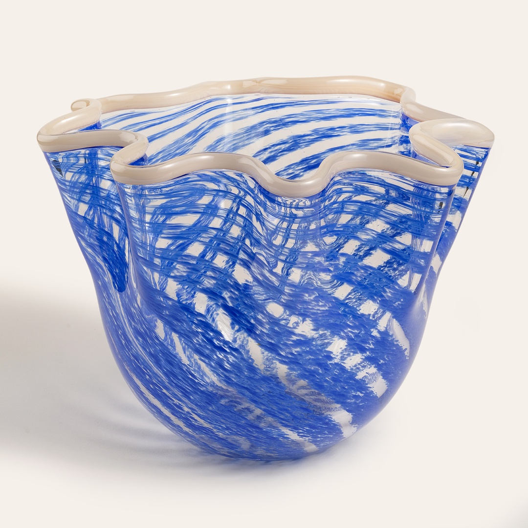 Baıta El Üretimi Cam Vazo 25x25x19 Cm Mavi