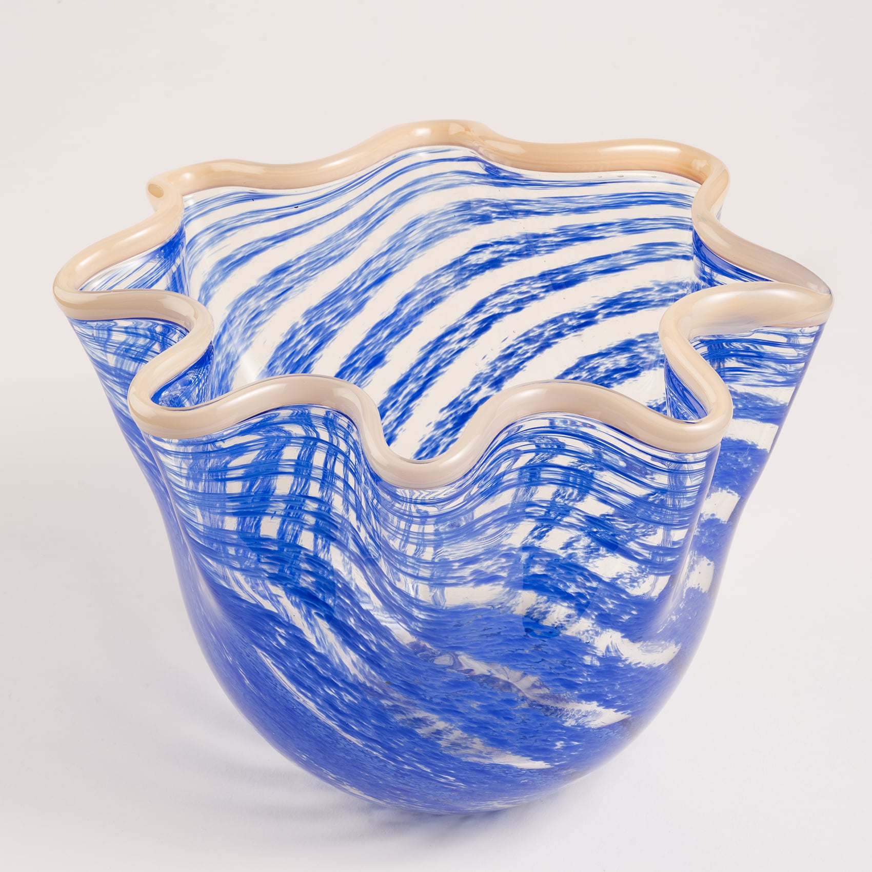 Baıta El Üretimi Cam Vazo 25x25x19 Cm Mavi