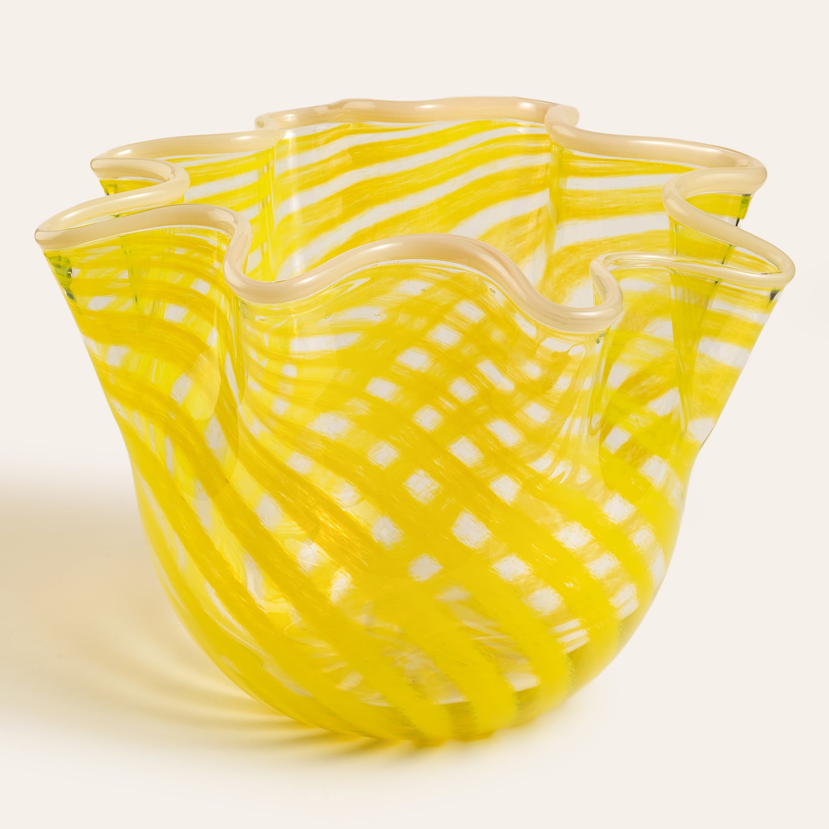 Baıta El Üretimi Cam Vazo 30x30x21.5 Cm Sarı