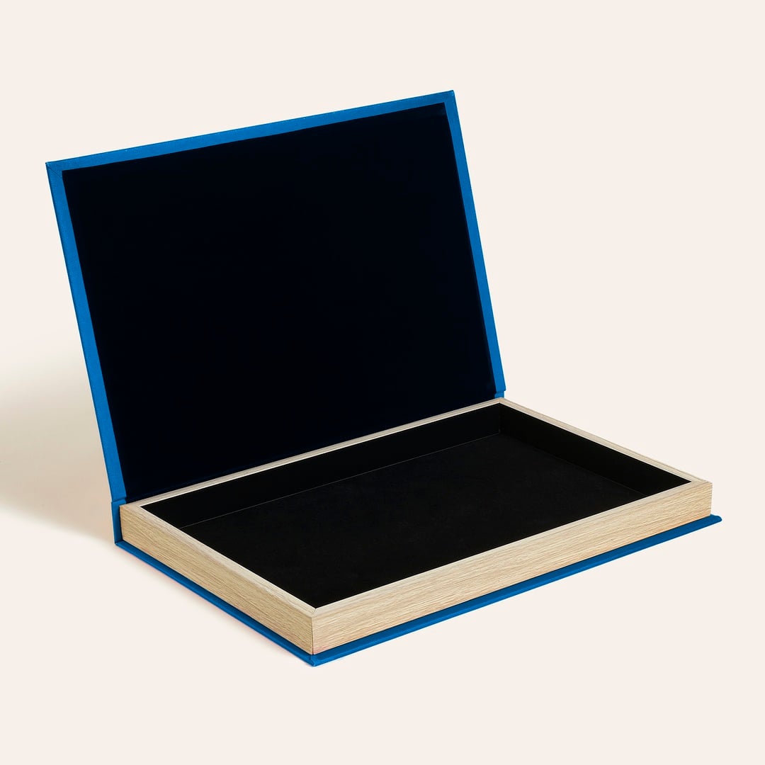 Olbıa Kanvas - Polistren - Kadife Dekoratif Kutu 24x34 Cm Mavi