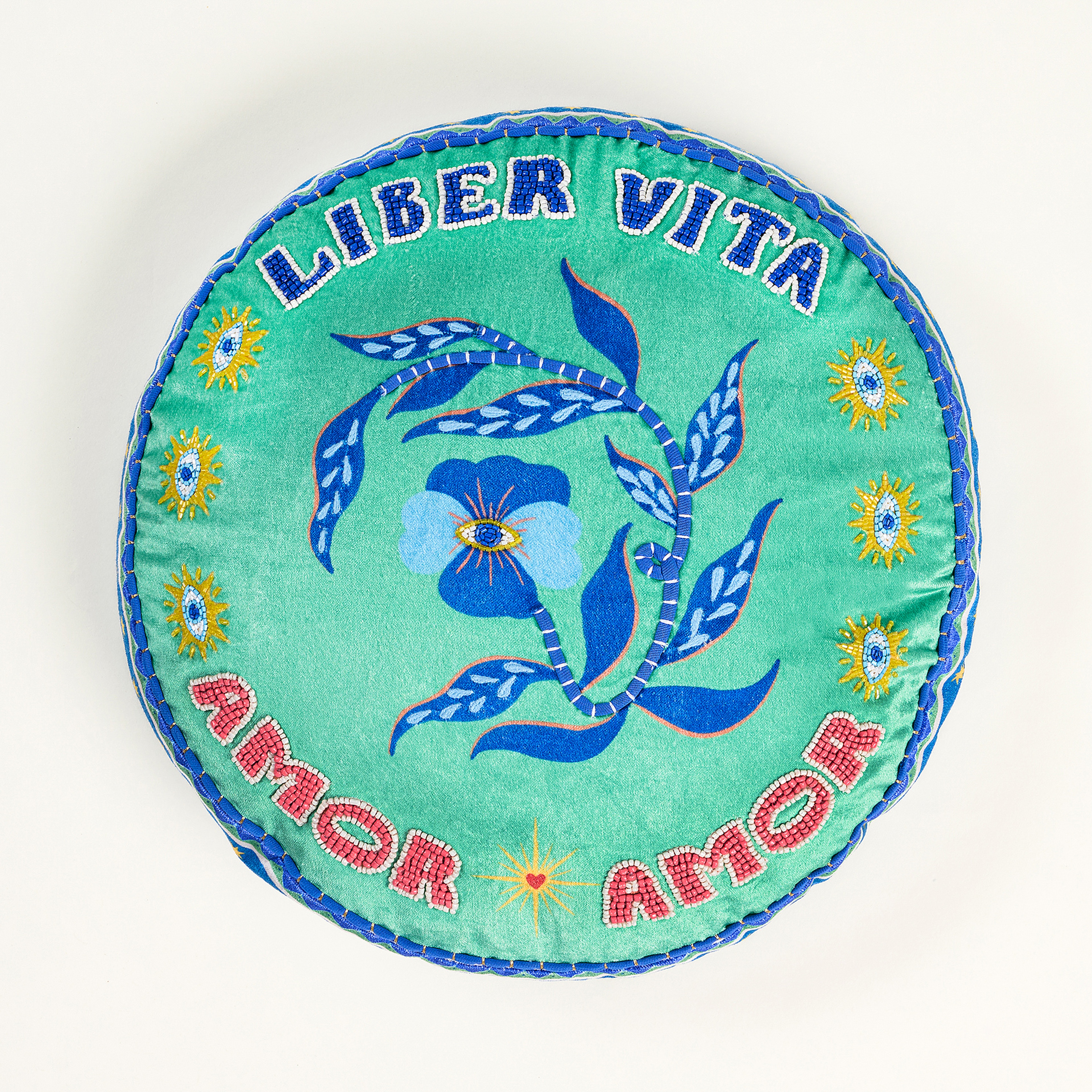 Ghunı Nakışlı Viskon Dolgulu Kırlent 40 Cm Yeşil