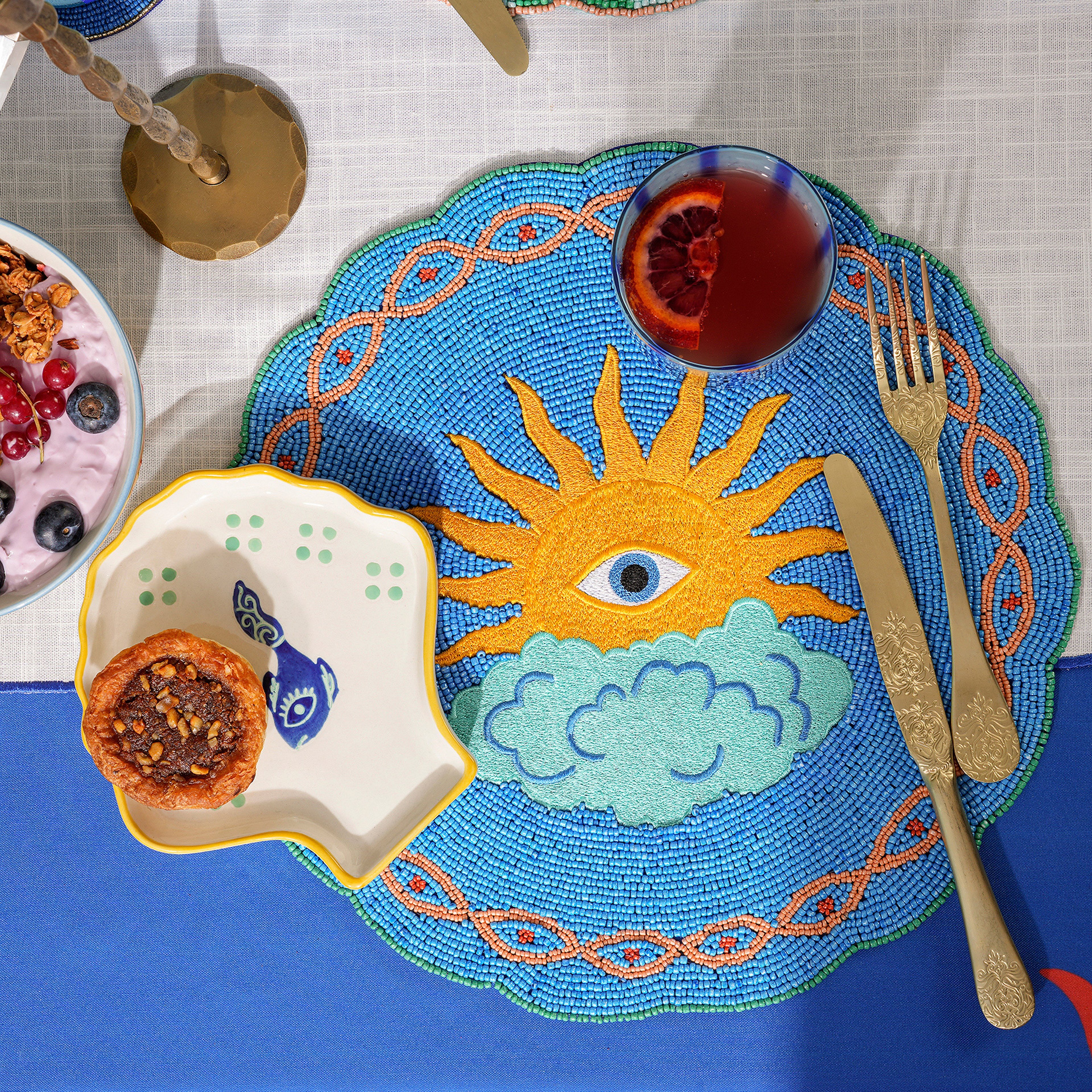 Dadrı Mavi - Sarı Amerikan Servis 35 Cm