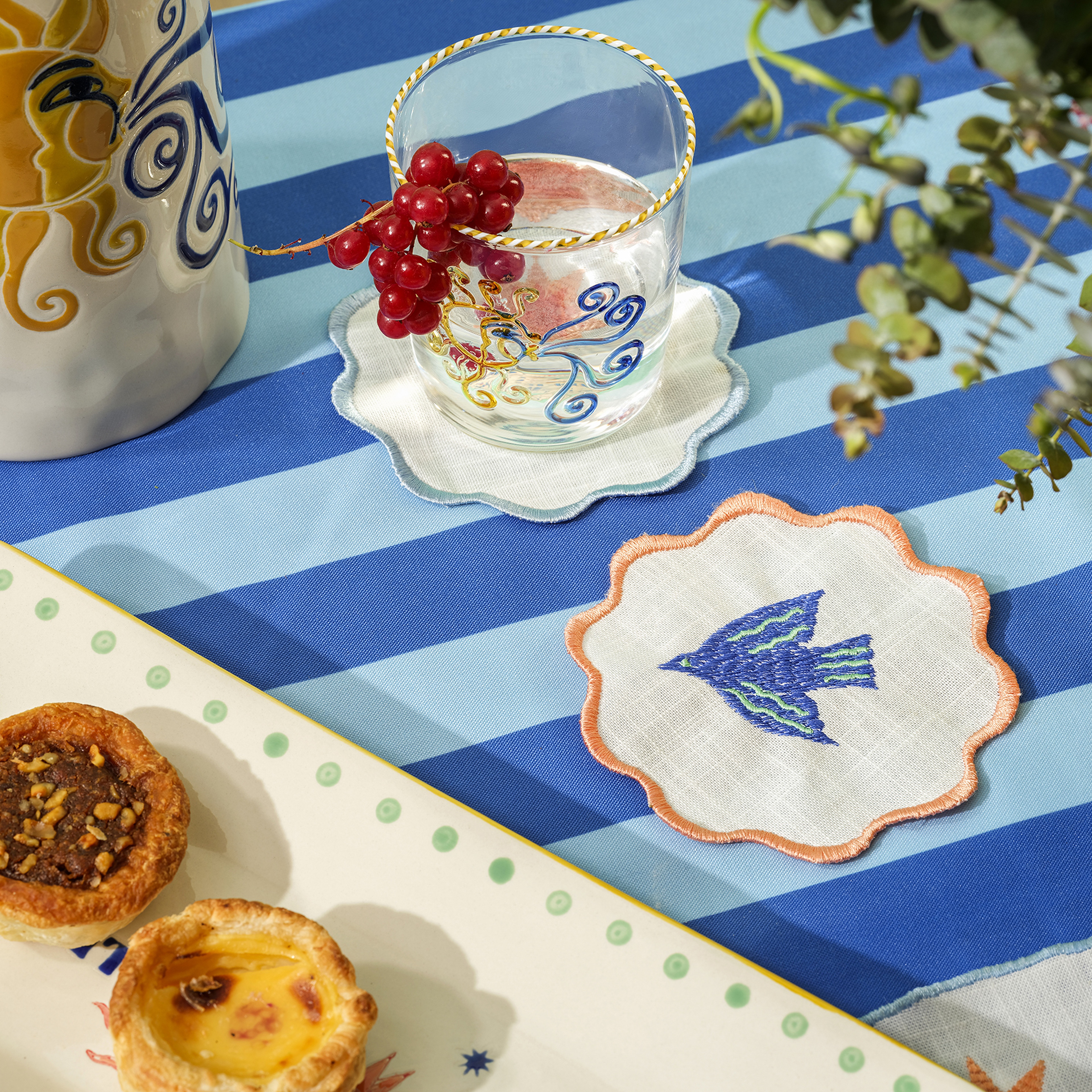 Nilüfer Renkli Pamuk Bardak Altlığı 13 Cm