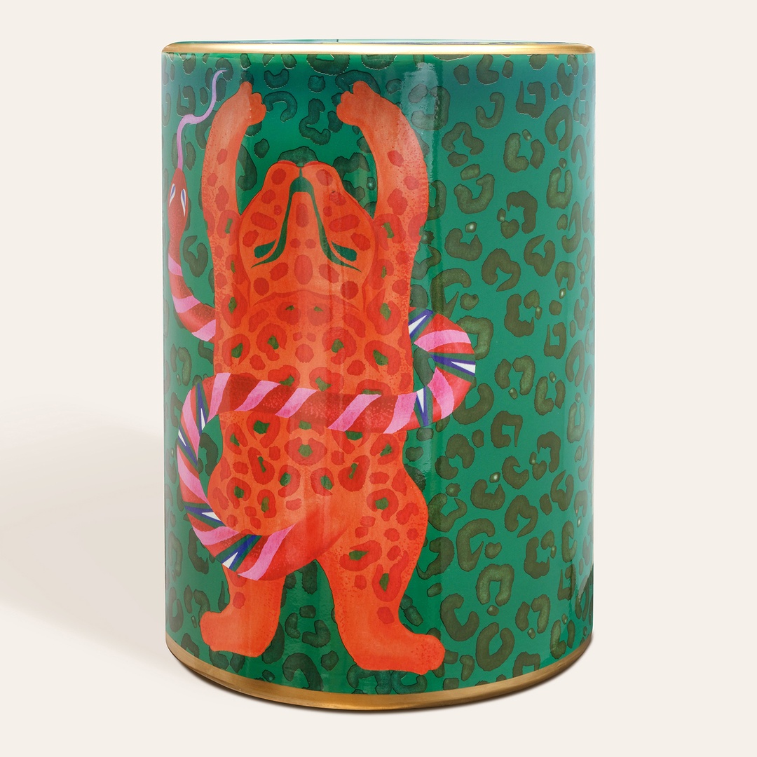 Tanbu Porselen Tabure 31x31x44 Cm Yeşil - Turuncu