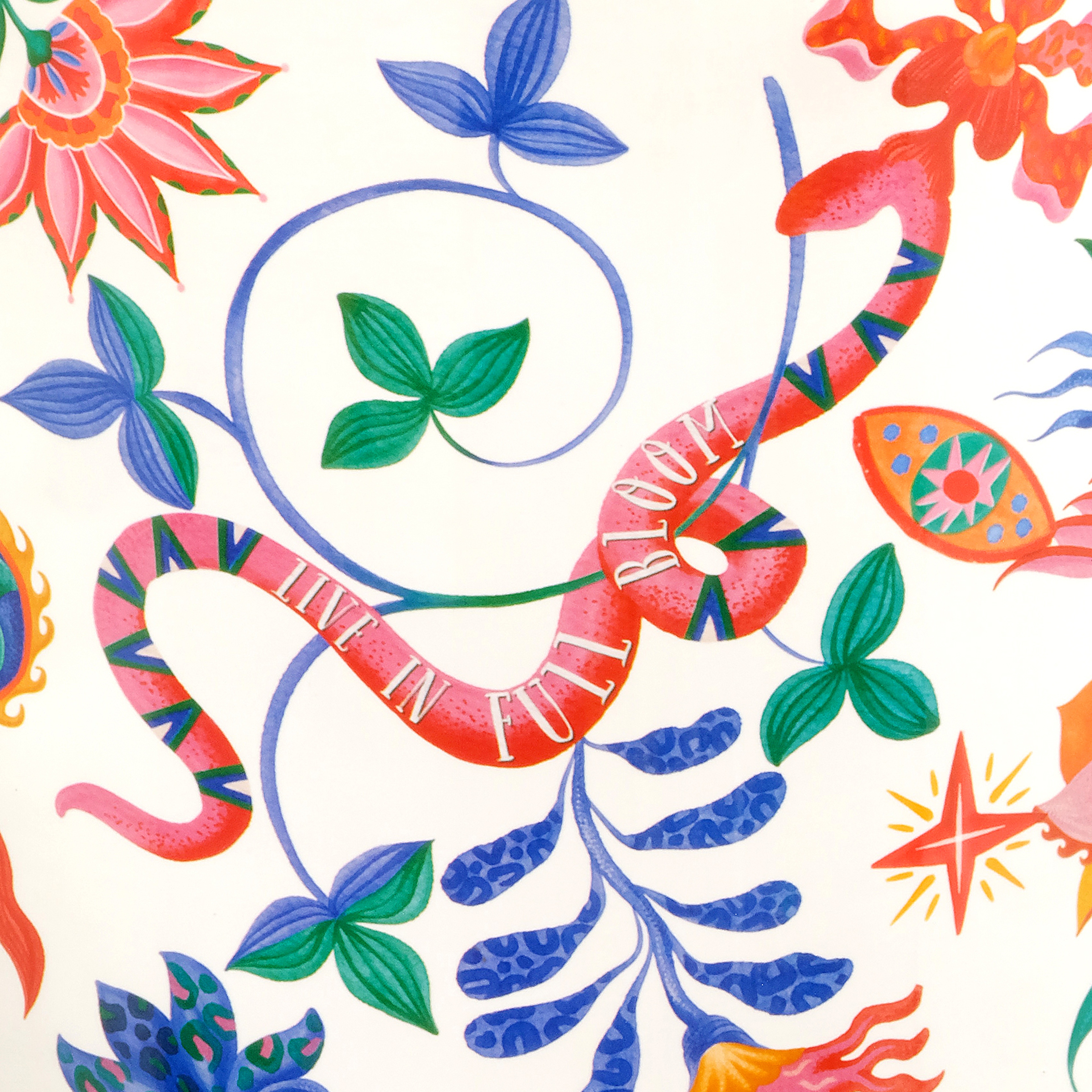 Tanbu Porselen Tabure 31x31x44 Cm Beyaz - Renkli