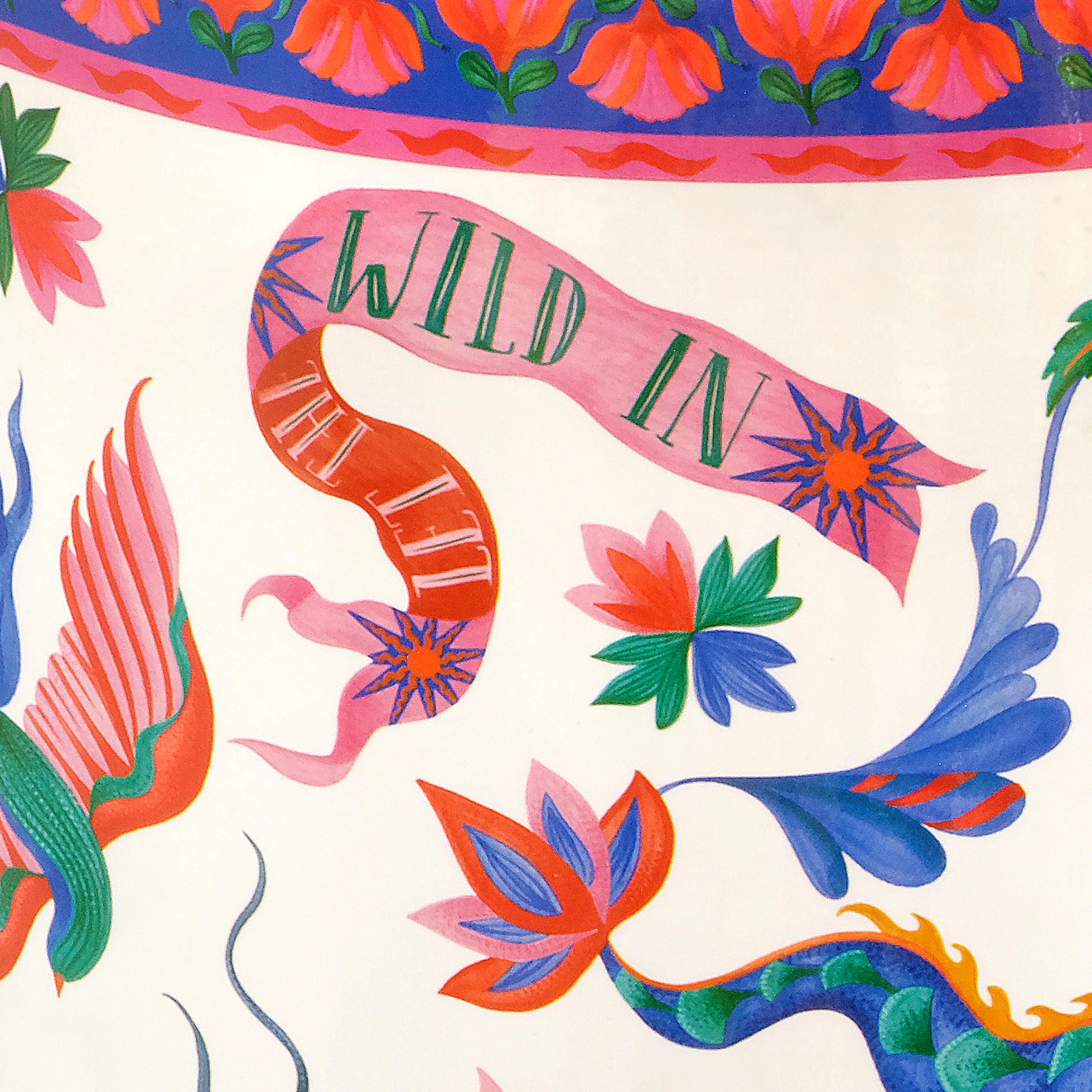 Tanbu Porselen Tabure 31x31x44 Cm Beyaz - Renkli