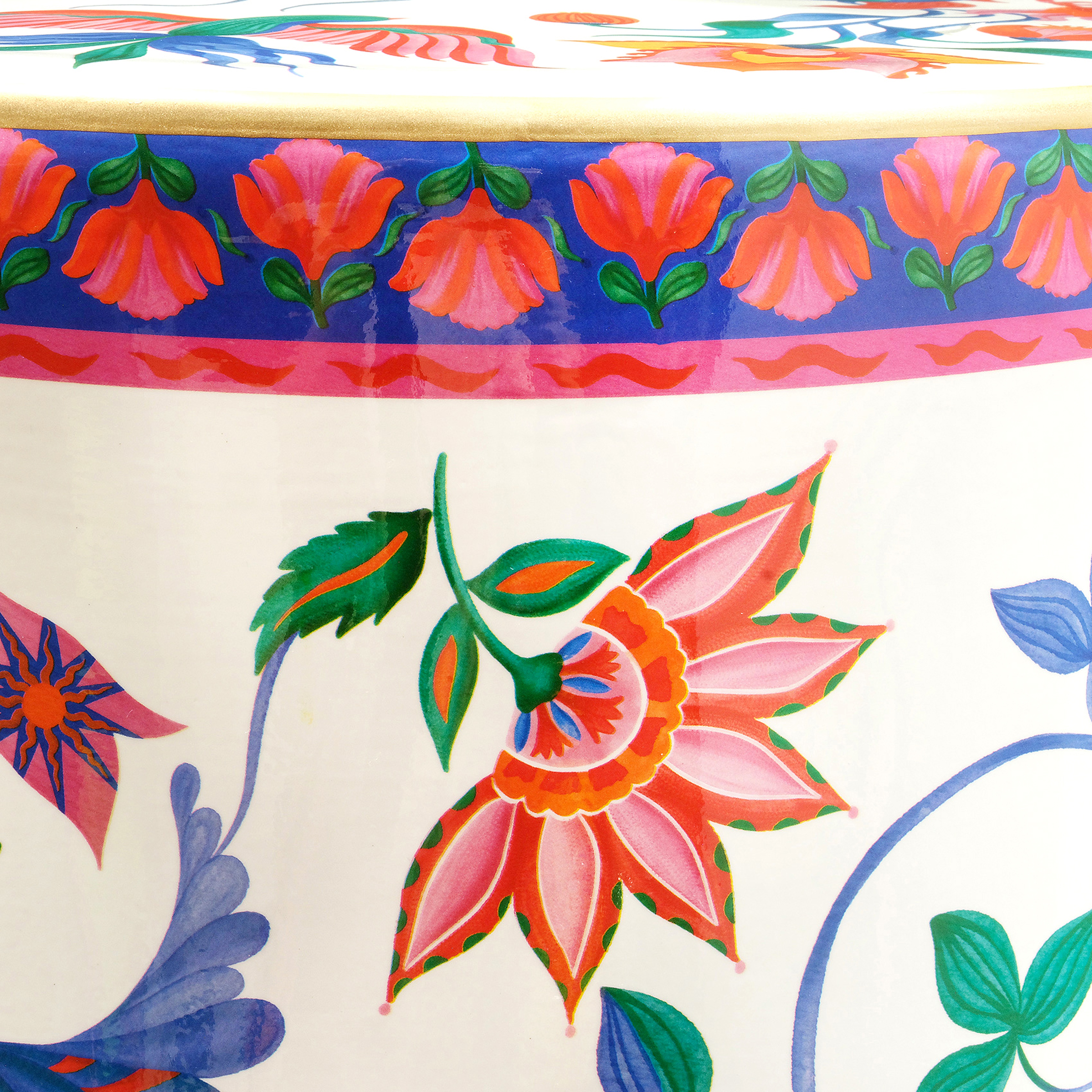 Tanbu Porselen Tabure 31x31x44 Cm Beyaz - Renkli