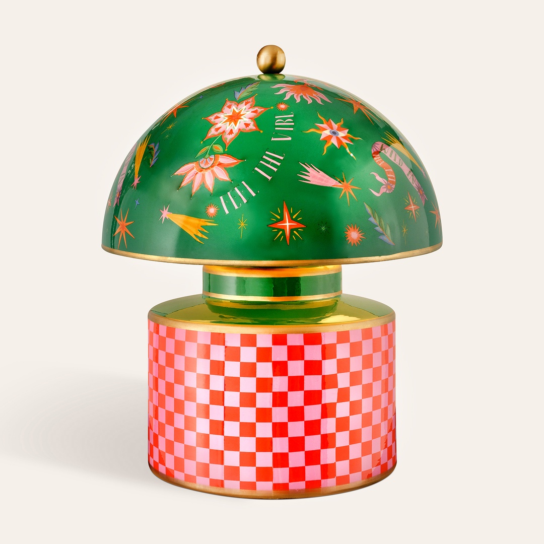 Tanbu Porselen Abajur 28x28x33 Cm Yeşil - Turuncu