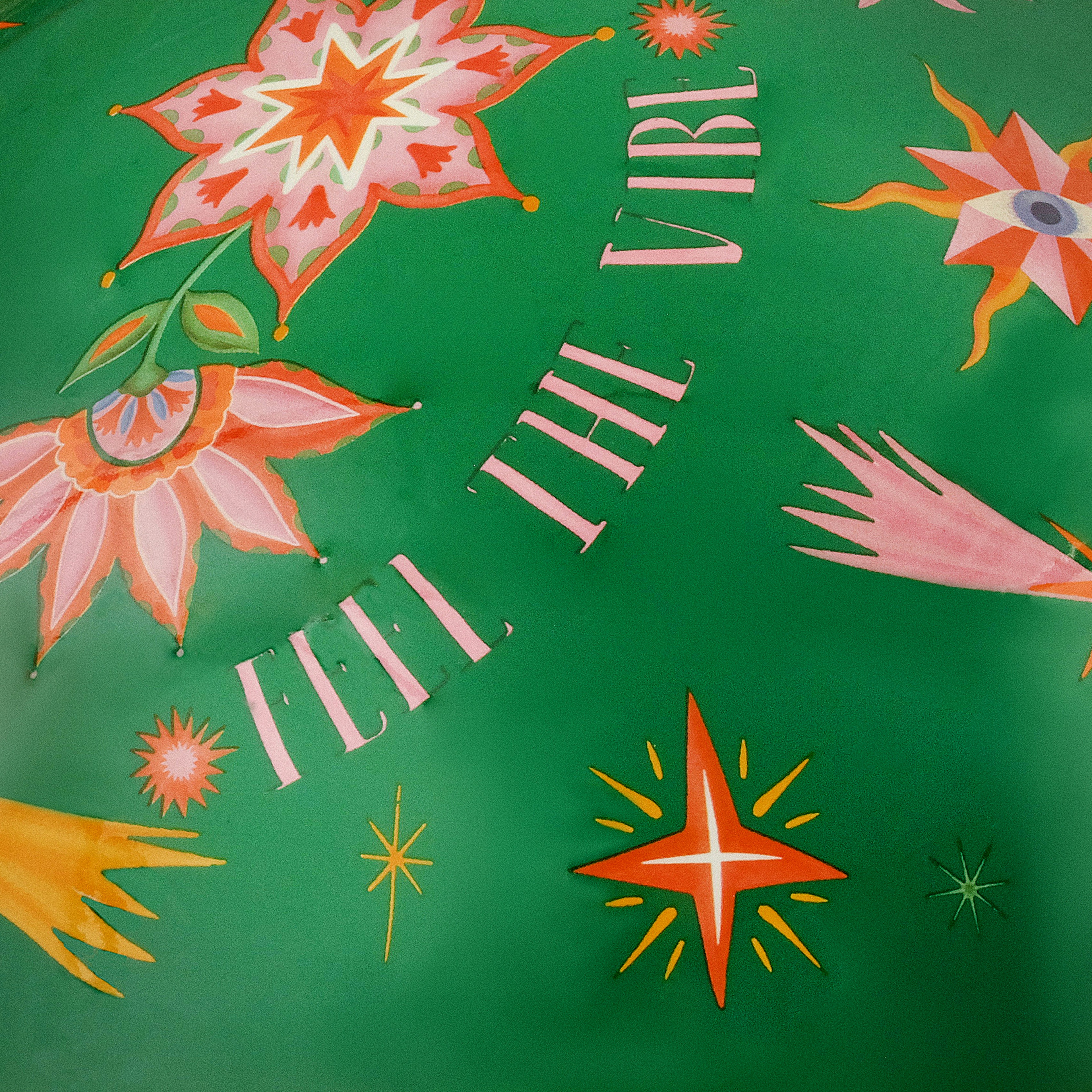 Tanbu Porselen Abajur 28x28x33 Cm Yeşil - Turuncu