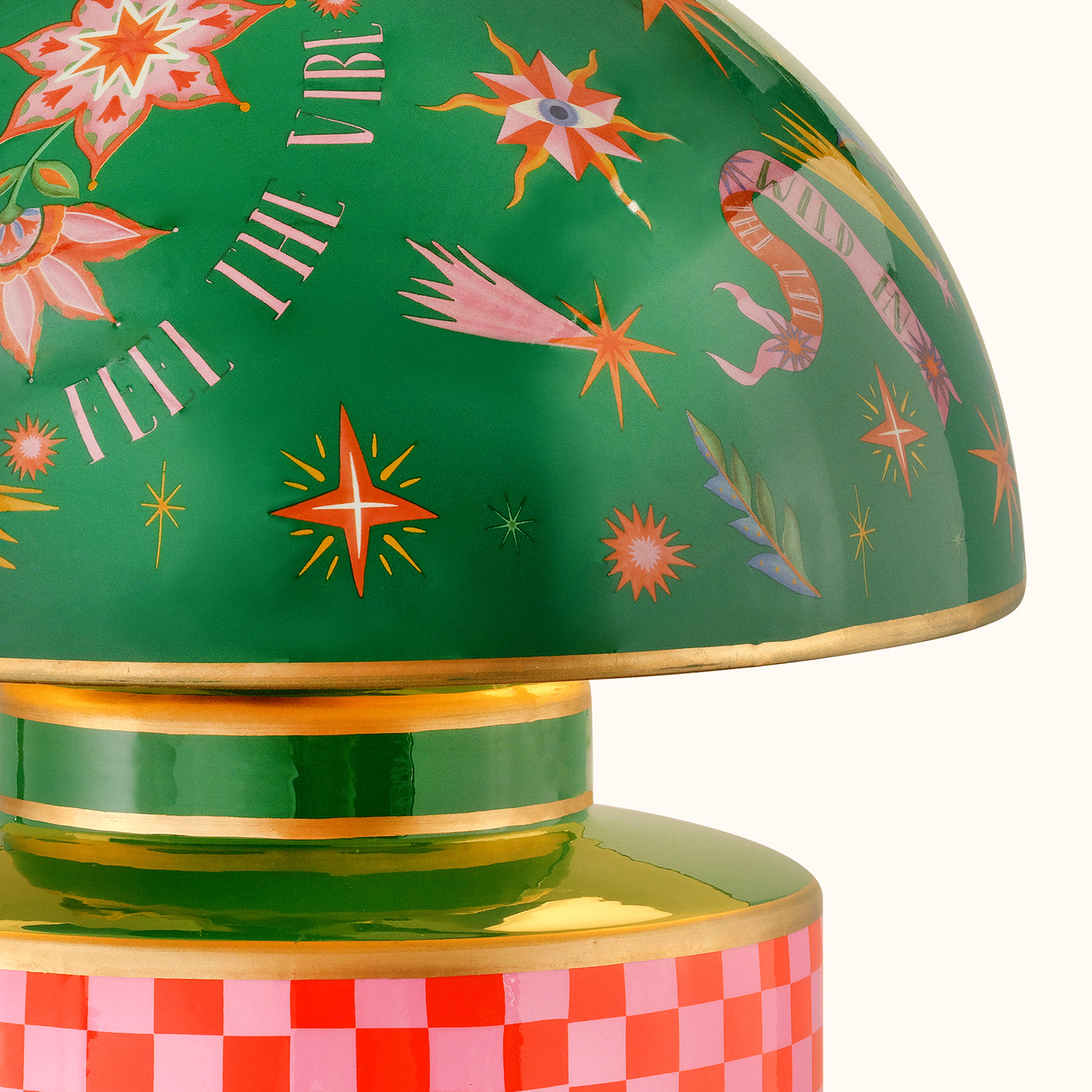 Tanbu Porselen Abajur 28x28x33 Cm Yeşil - Turuncu