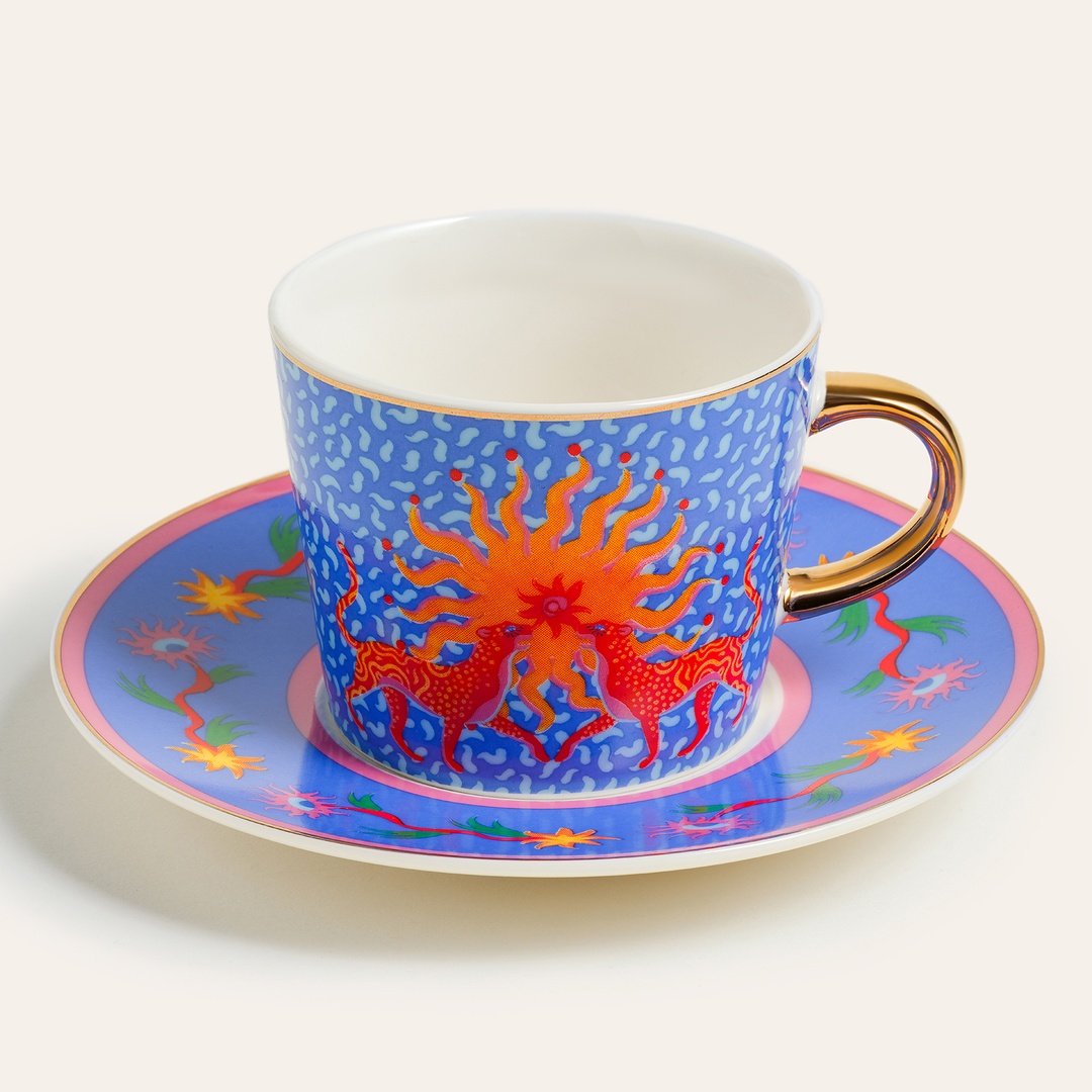 Luohu Porselen Kahve Seti 90 Ml Mavi