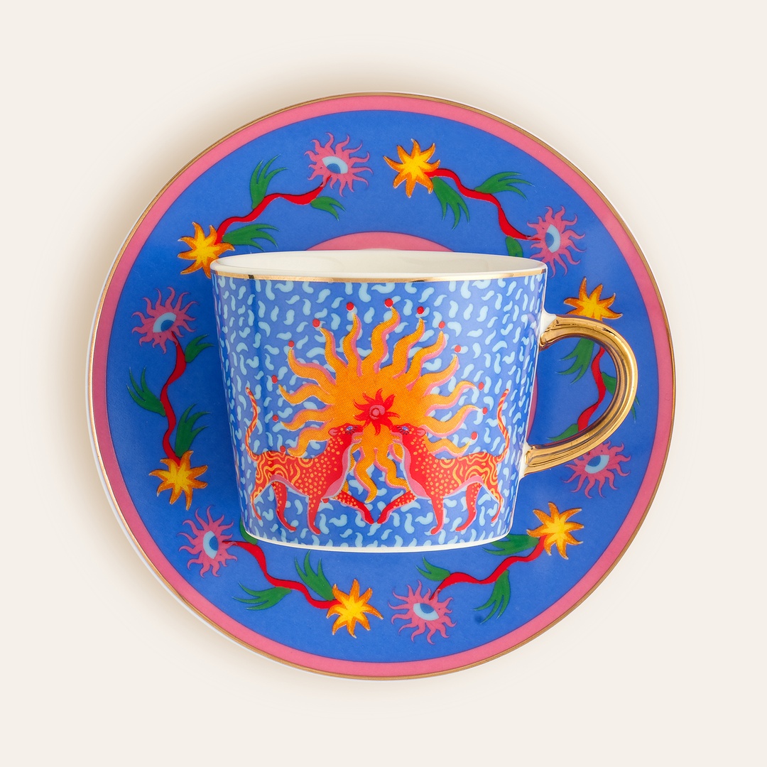 Luohu Porselen Kahve Seti 90 Ml Mavi