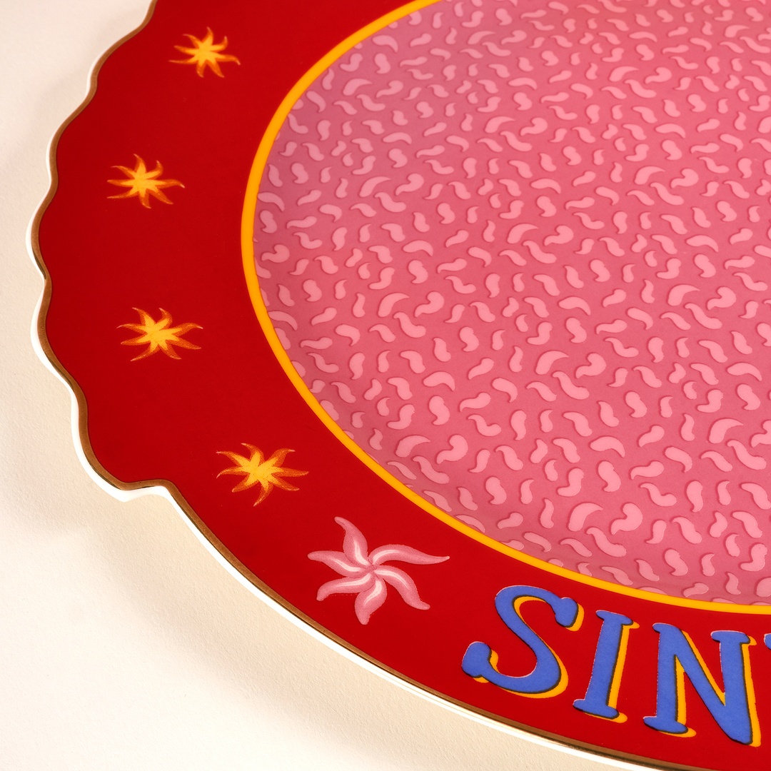 Luohu Porselen Yemek Tabağı 28 Cm Pembe