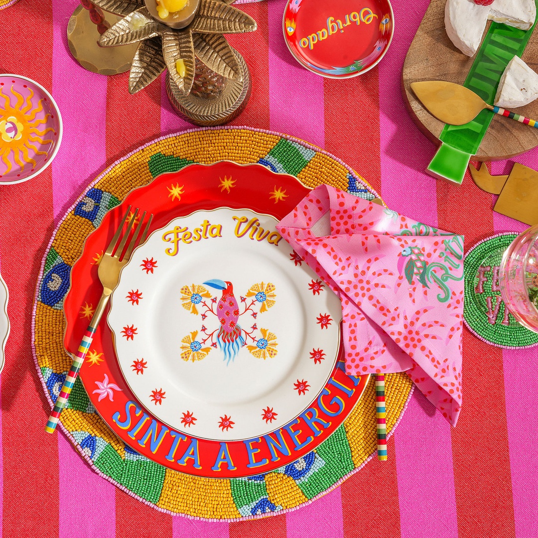 Luohu Porselen Pasta Tabağı 20 Cm Renkli