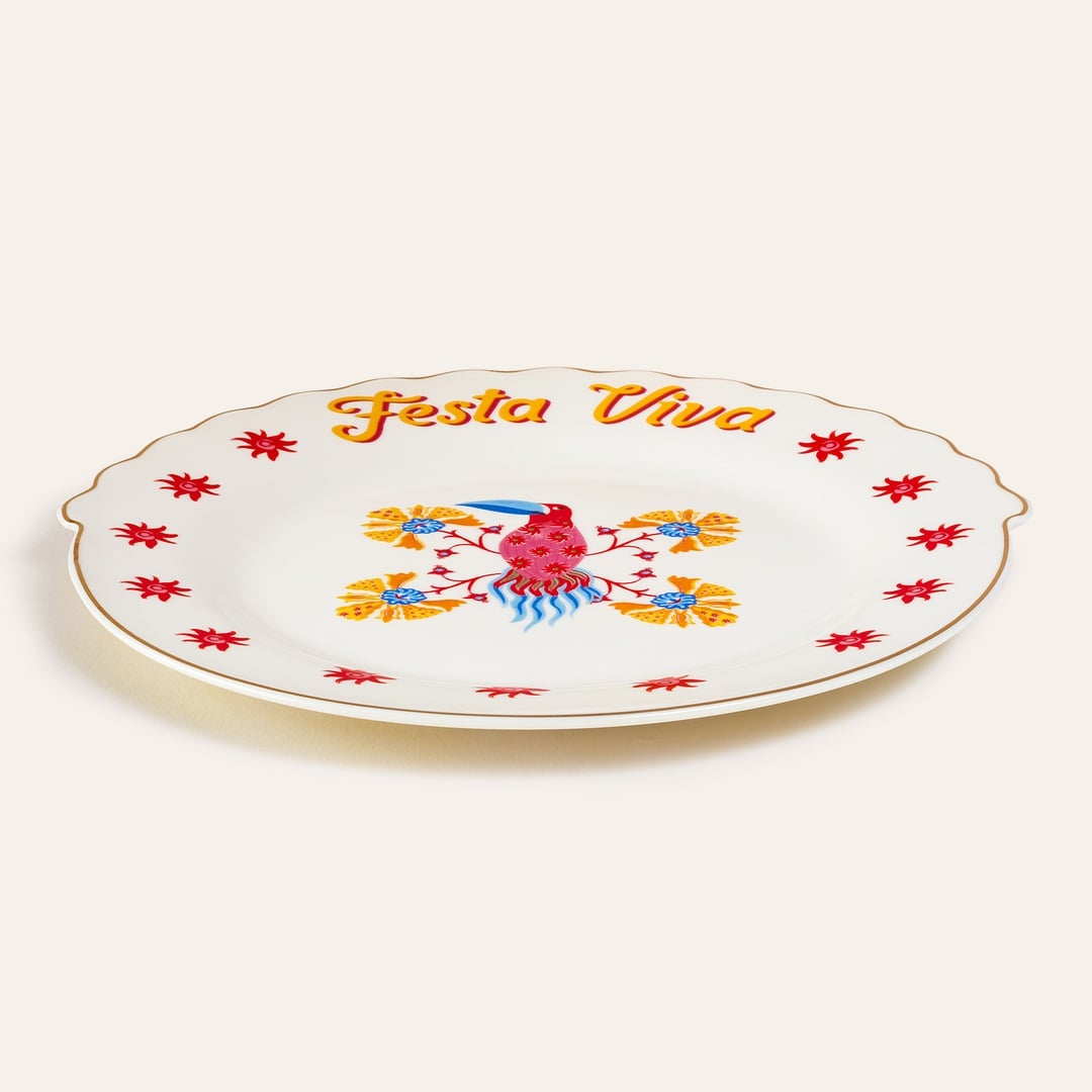 Luohu Porselen Pasta Tabağı 20 Cm Renkli