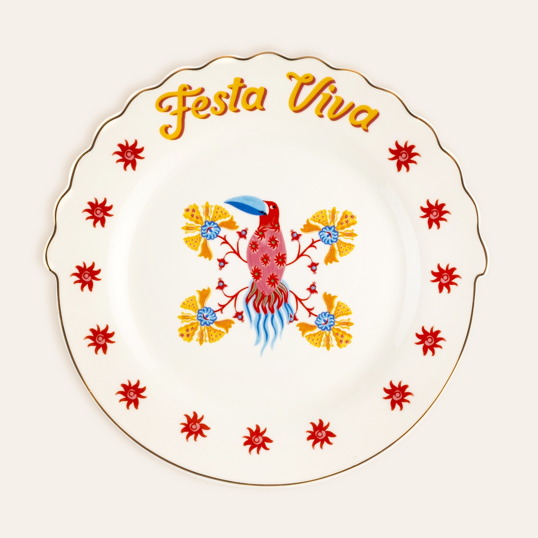 Luohu Porselen Pasta Tabağı 20 Cm Renkli