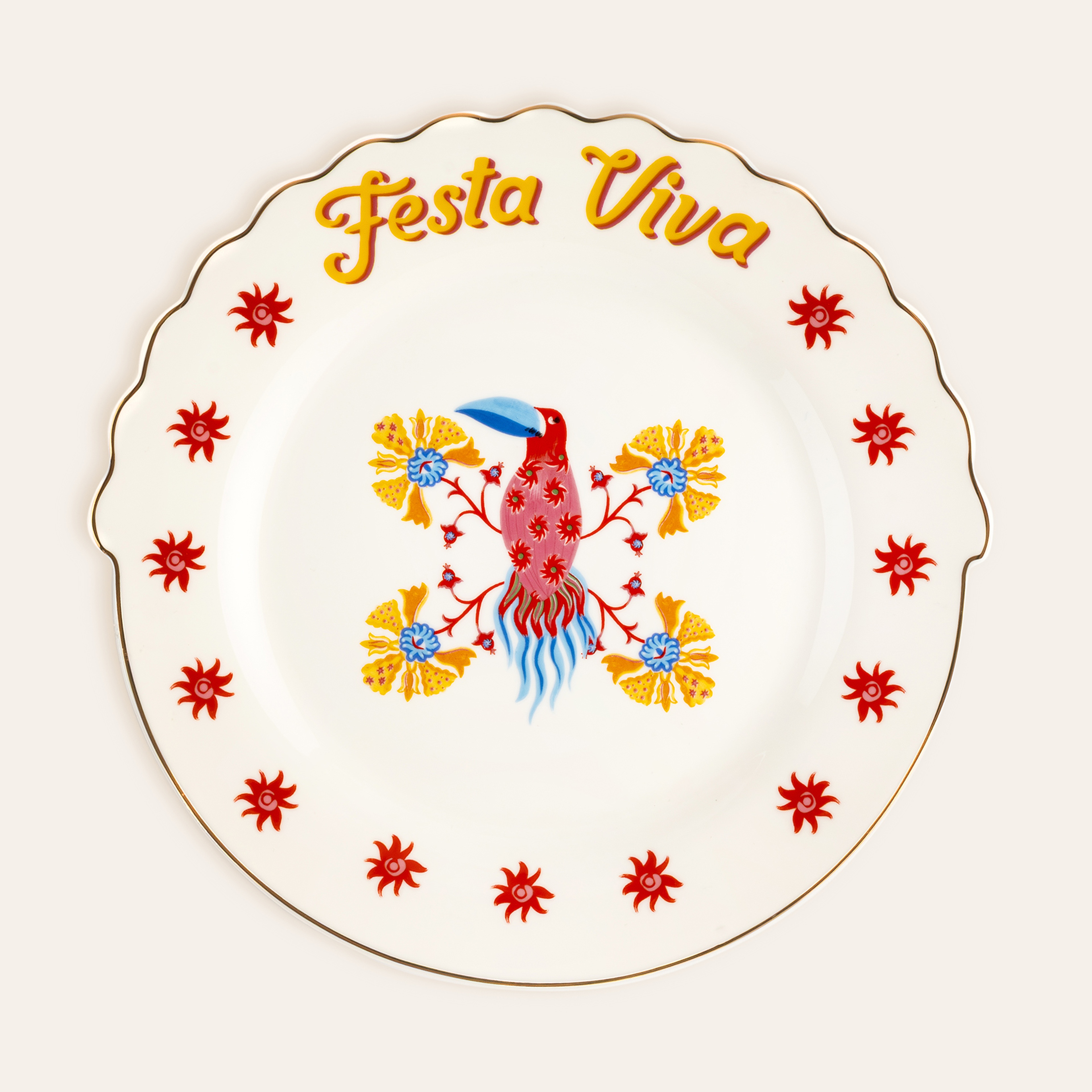 Luohu Porselen Pasta Tabağı 20 Cm Renkli