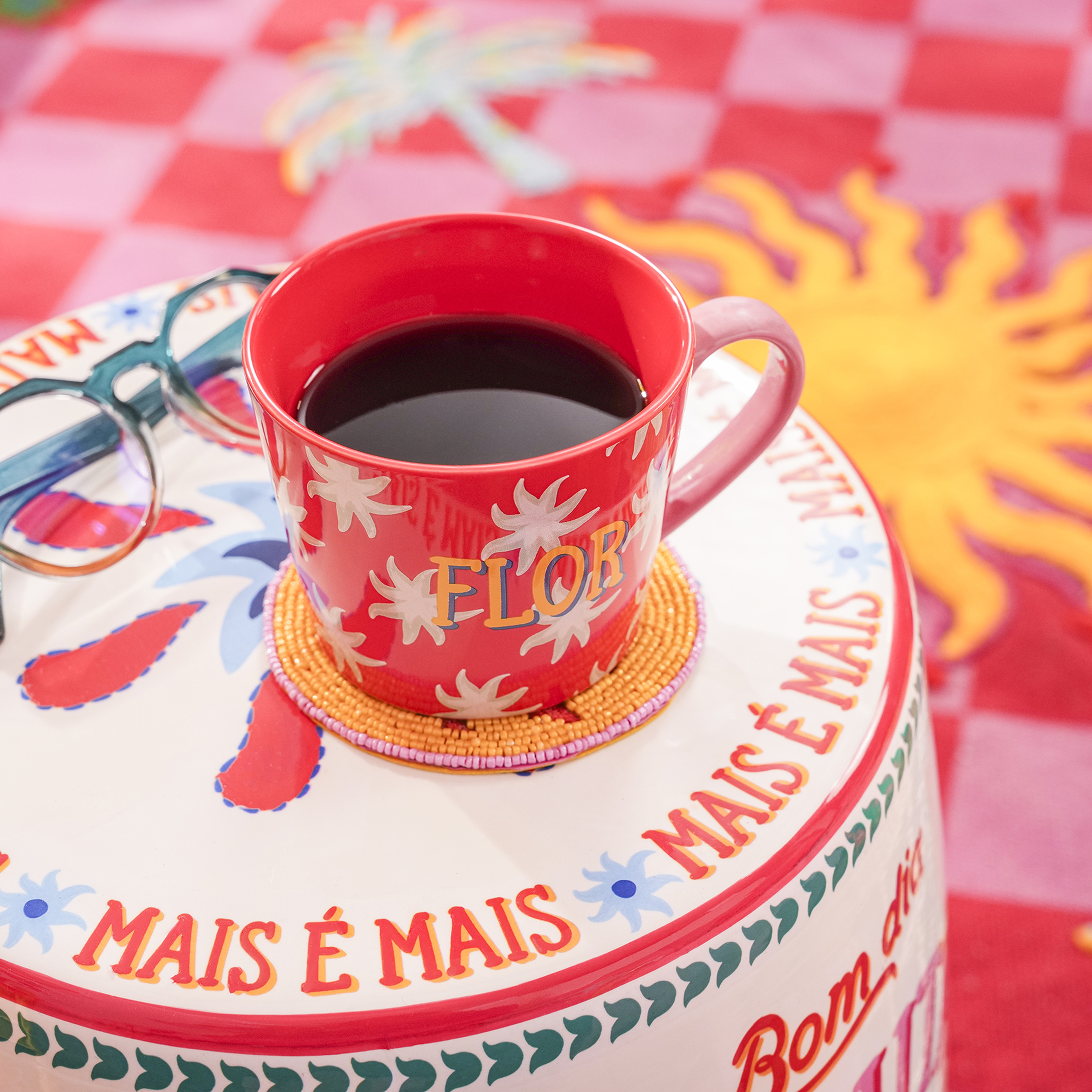 Luohu Porselen Kupa 360 Ml Kırmızı