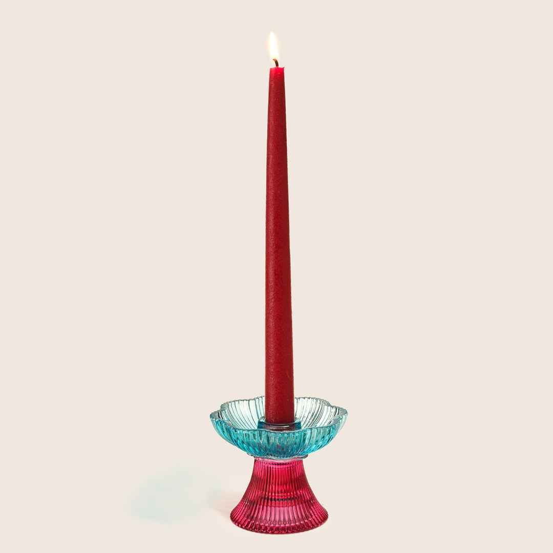 Nanjıng Cam Şamdan 10.2x10.2x8.2 Cm Renkli