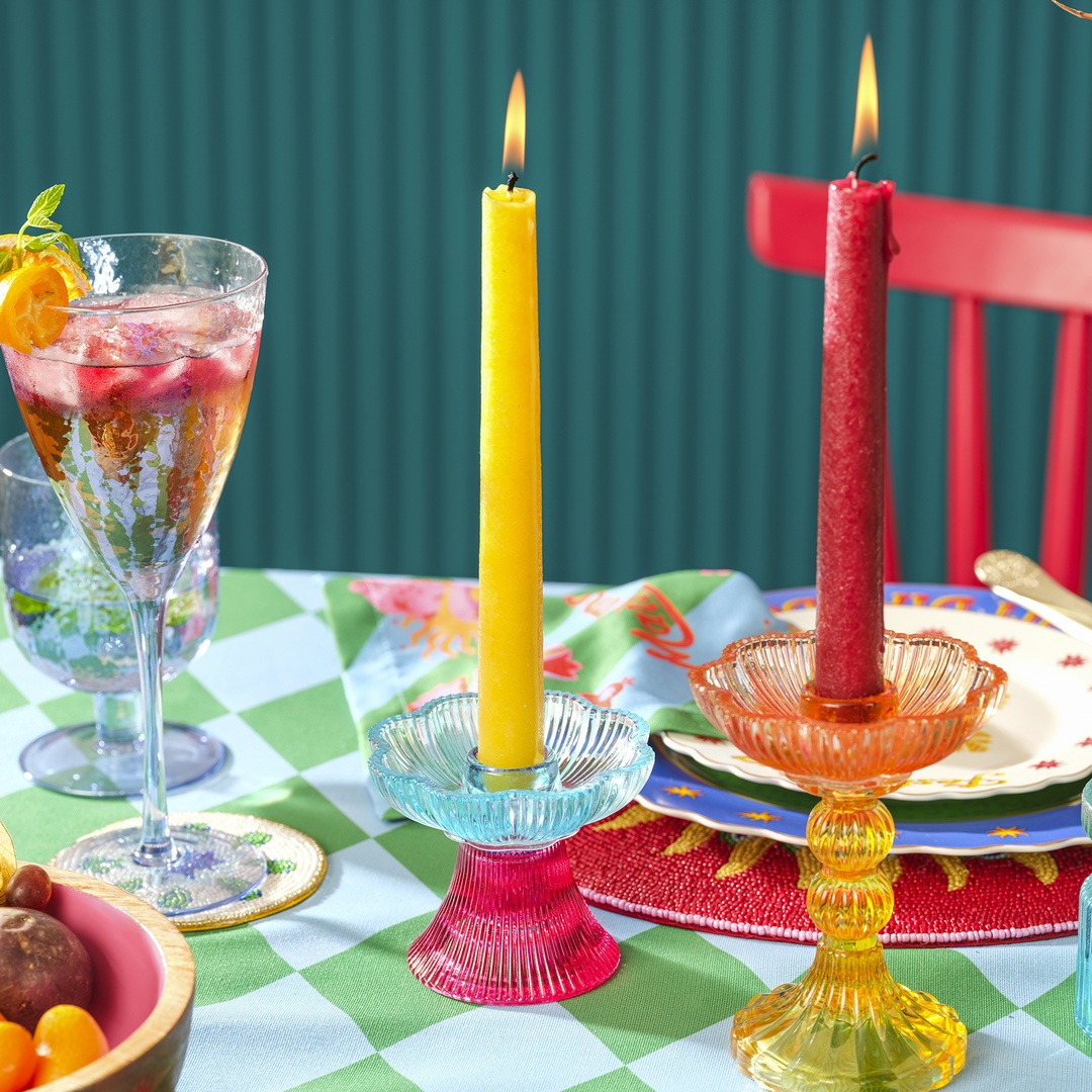 Nanjıng Cam Şamdan 10.2x10.2x8.2 Cm Renkli