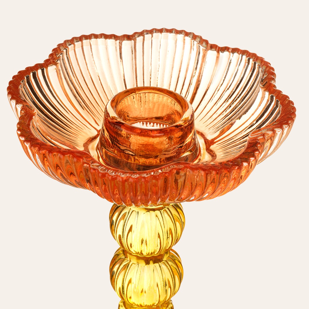 Nanjıng Cam Şamdan 10.2x10.2x13.5 Cm Renkli