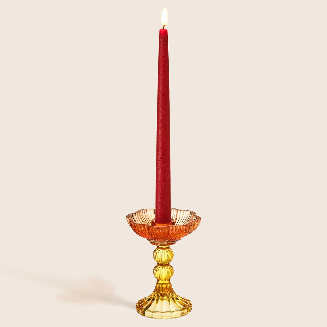 Nanjıng Cam Şamdan 10.2x10.2x13.5 Cm Renkli