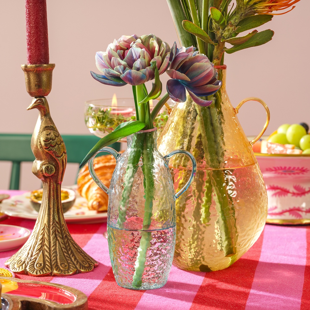 Nanjıng Borosilikat Cam Vazo 10.5x6.5x15.5 Cm Renkli