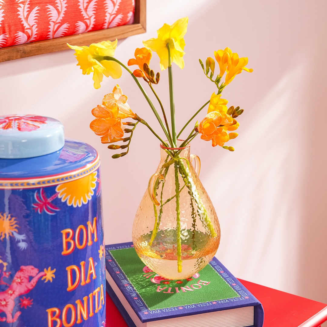 Nanjıng Borosilikat Cam Vazo 13.5x13.5x21.5 Cm Renkli