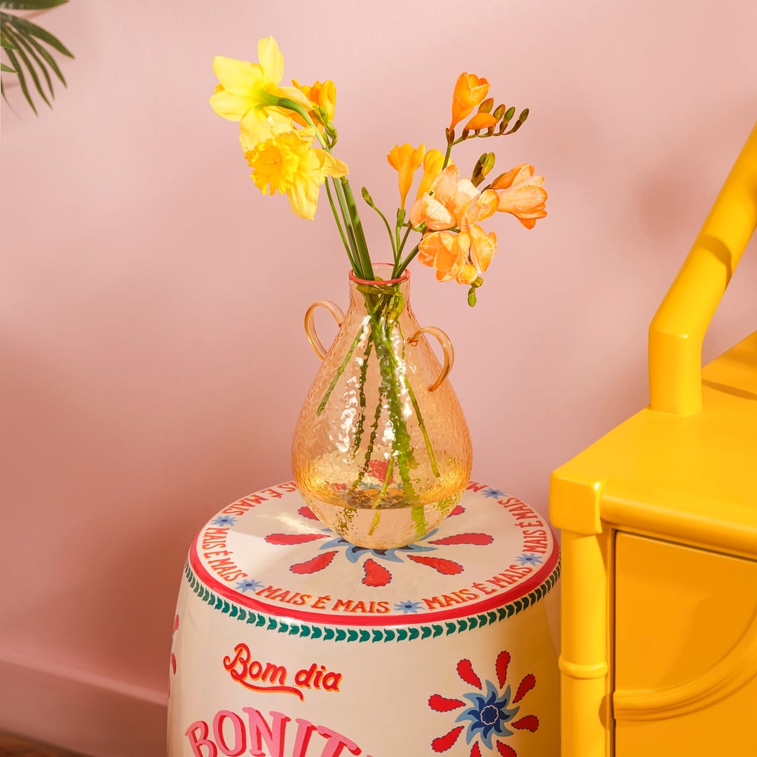 Nanjıng Borosilikat Cam Vazo 13.5x13.5x21.5 Cm Renkli