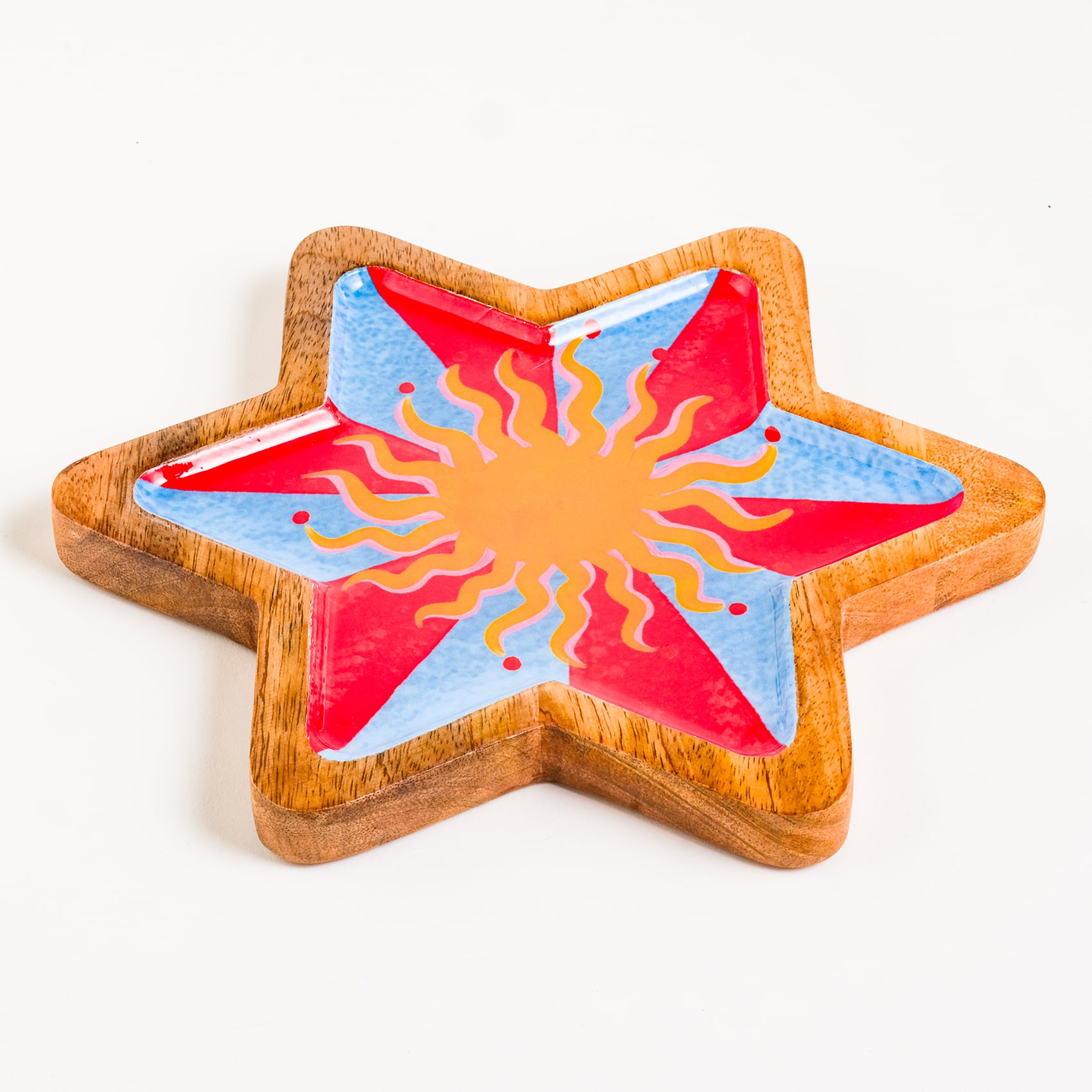 Lakrı Mango Ağacı Dekoratif Kase 22x22x1.5 Cm Mavi - Kırmızı