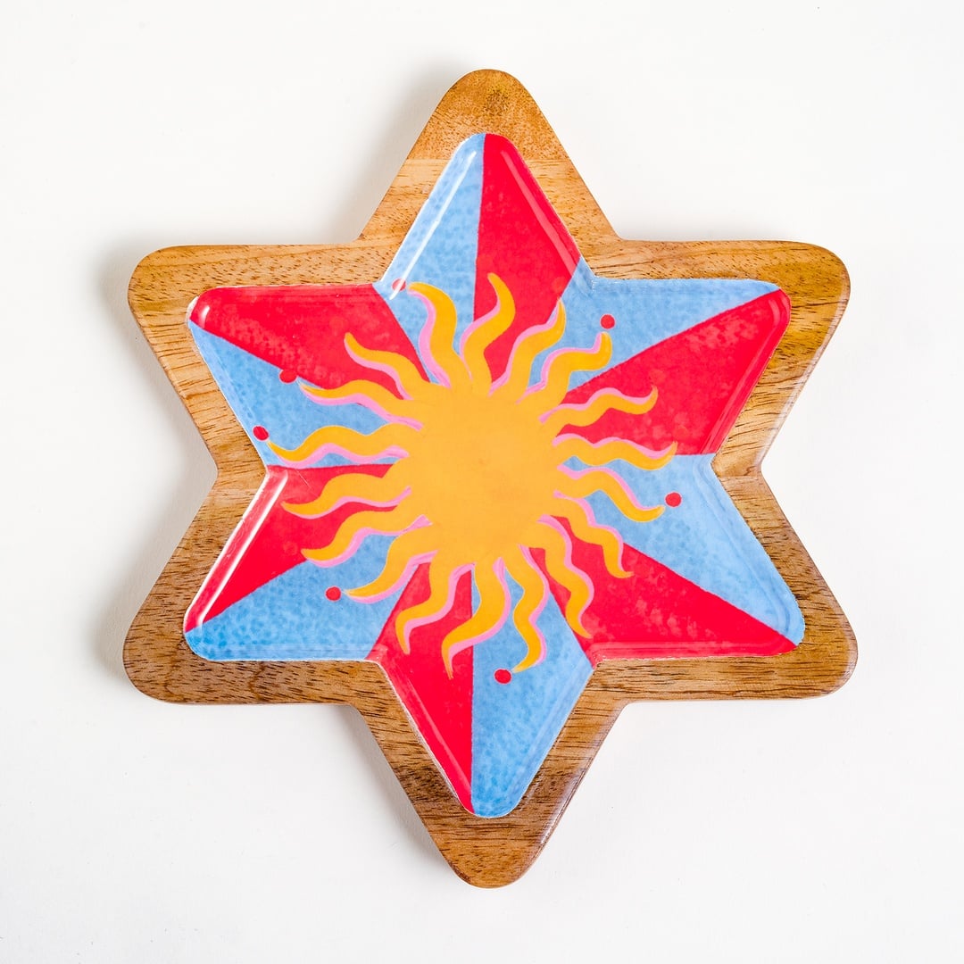 Lakrı Mango Ağacı Dekoratif Kase 22x22x1.5 Cm Mavi - Kırmızı