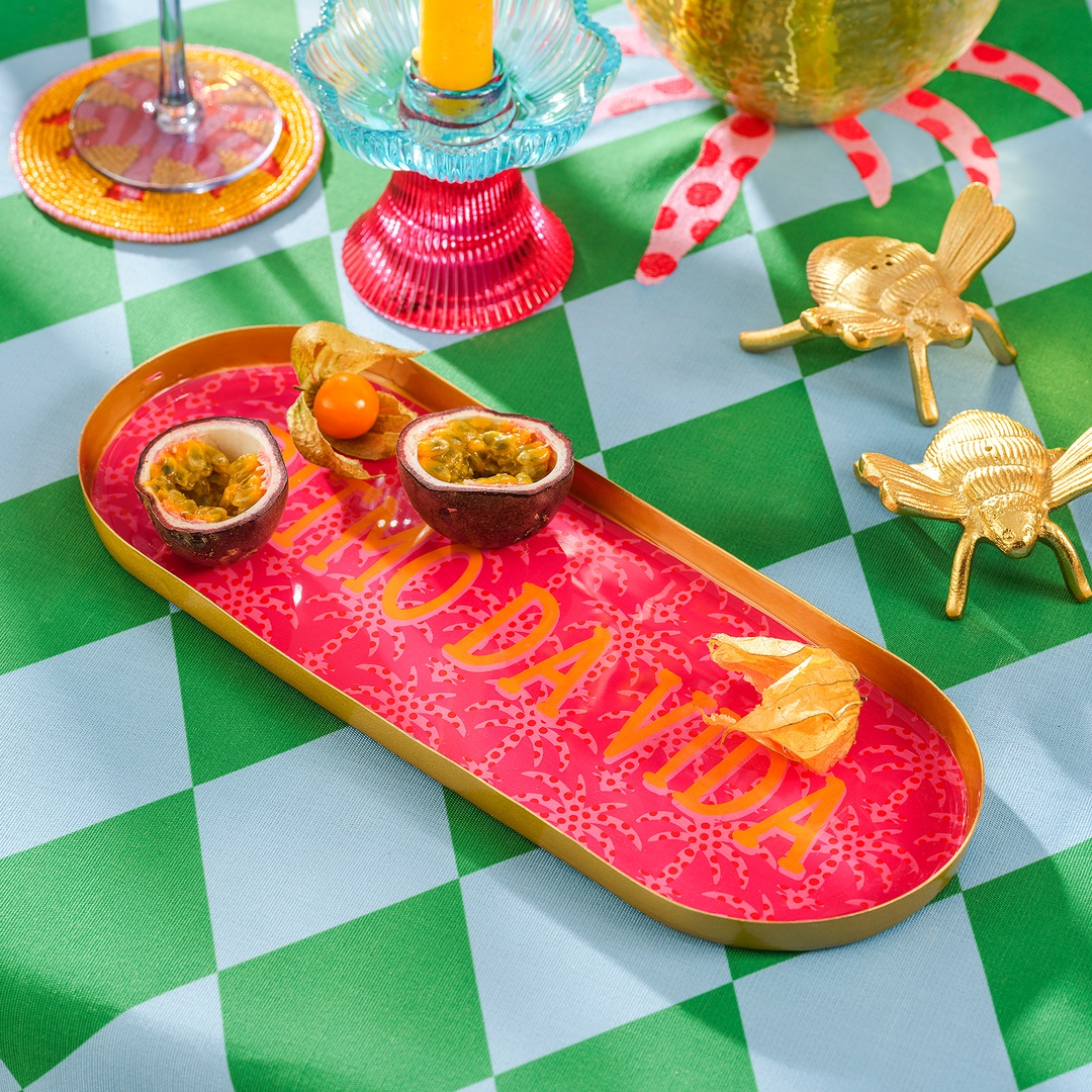 Agra Metal Dekoratif Tepsi 32x12x2 Cm Kırmızı