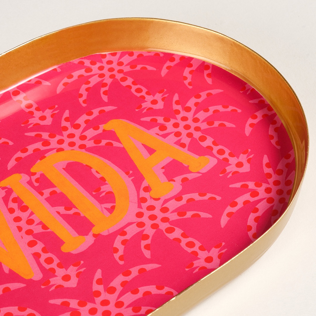 Agra Metal Dekoratif Tepsi 32x12x2 Cm Kırmızı