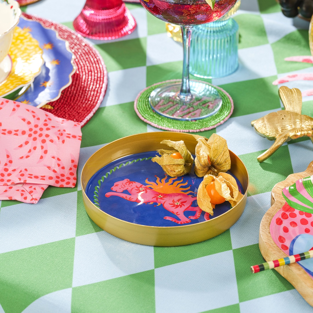 Agra Metal Dekoratif Tepsi 15x15x2 Cm Mavi